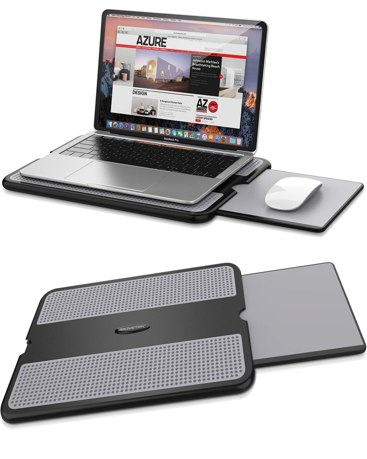 AboveTEK Portable Laptop Lap Desk w/Retractable Left/Right Mouse Pad Tray, No...