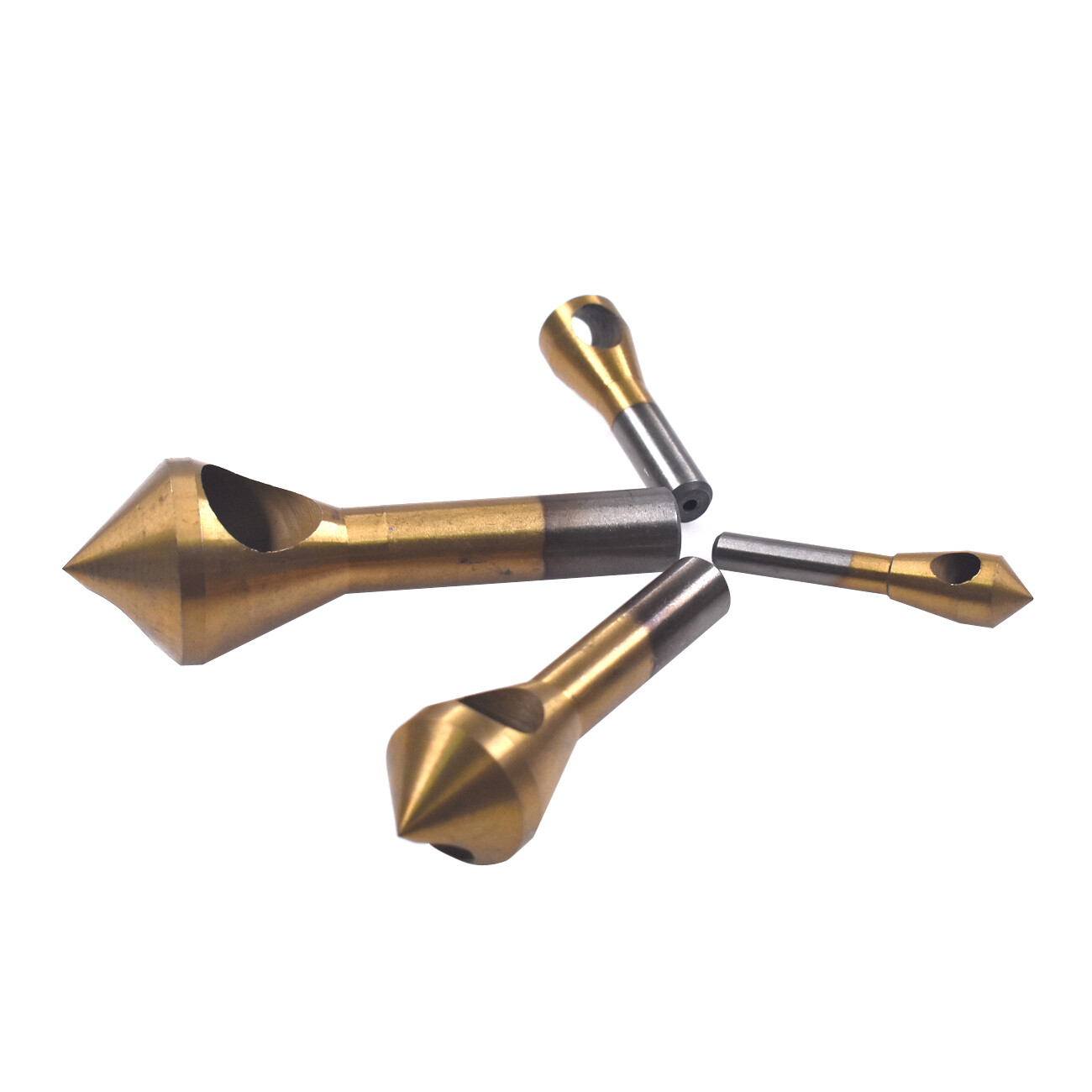 4Pcs Chamfer Countersink Deburring Drill Bit Set Crosshole Cutting Metal Tool