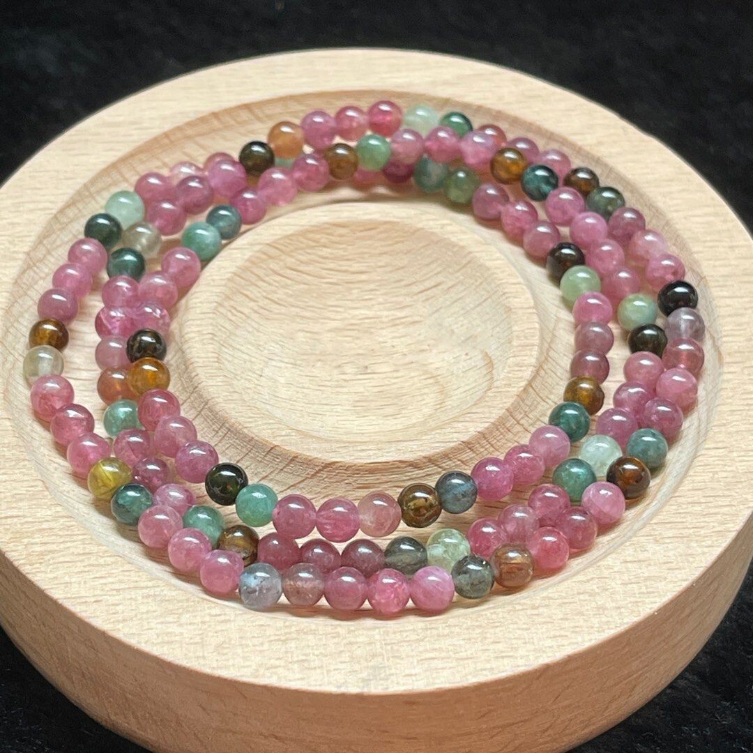 Genuine Watermelon Tourmaline 4mm Beads Crystal Healing Chakra Unisex Bracelet