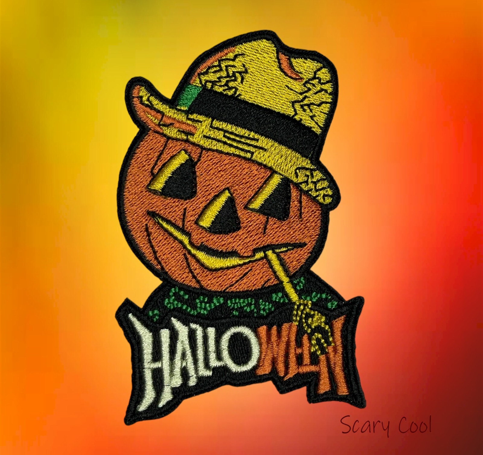 New Scarecrow Pumpkin Halloween Horror Gothic Embroidered Biker Iron On Patch