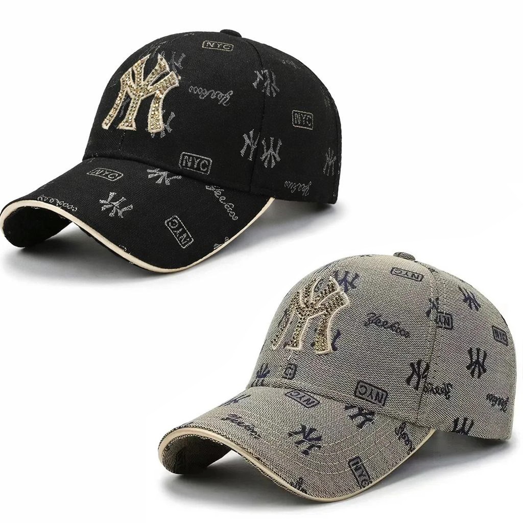 NYC Yankees Rhinestone Baseball Cap Bling Crystal Hat Hip Hop Adjustable Caps