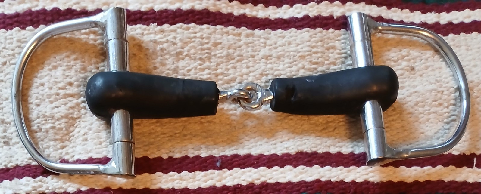 5" Dee Ring Snaffle Horse Bit with Black Rubber Mouthpiece