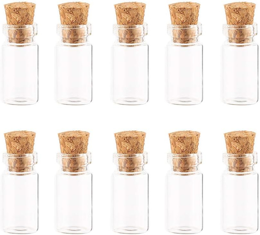 10Pcs/1Ml Empty Sample Glass Bottles Jars Vials Case Container with Cork Stopper