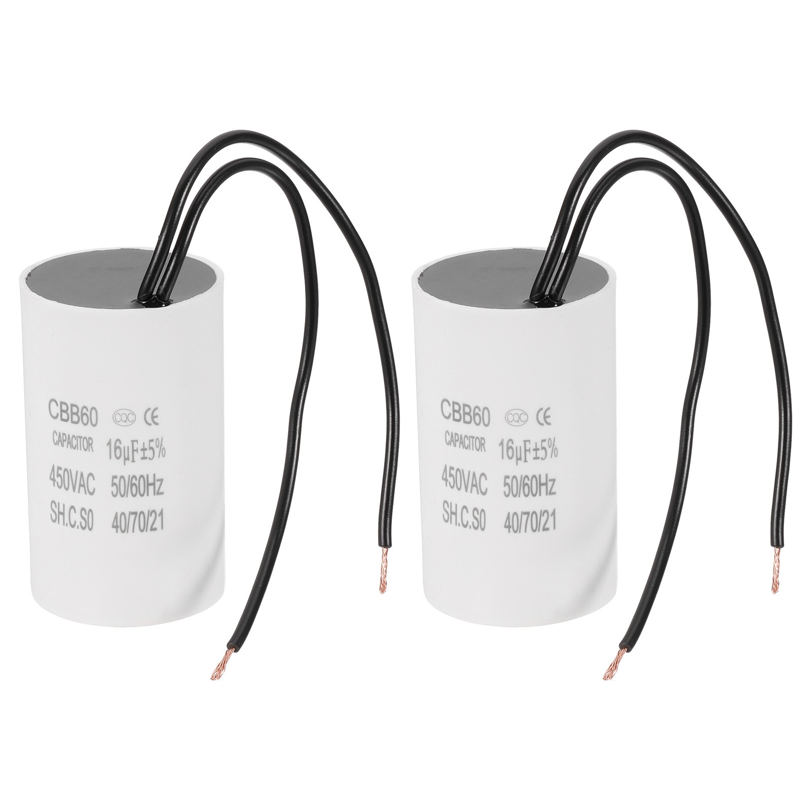16uF CBB60 Running Capacitor, 2 Pcs Run Capacitor,White