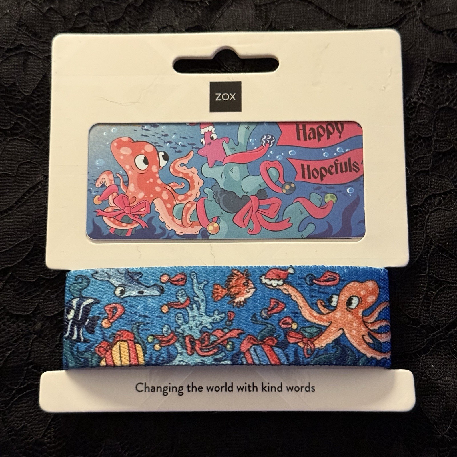 New! ZOX Strap *HAPPY HOPEFULS* Sz OS/MEDIUM - Reversible Wristband with Card