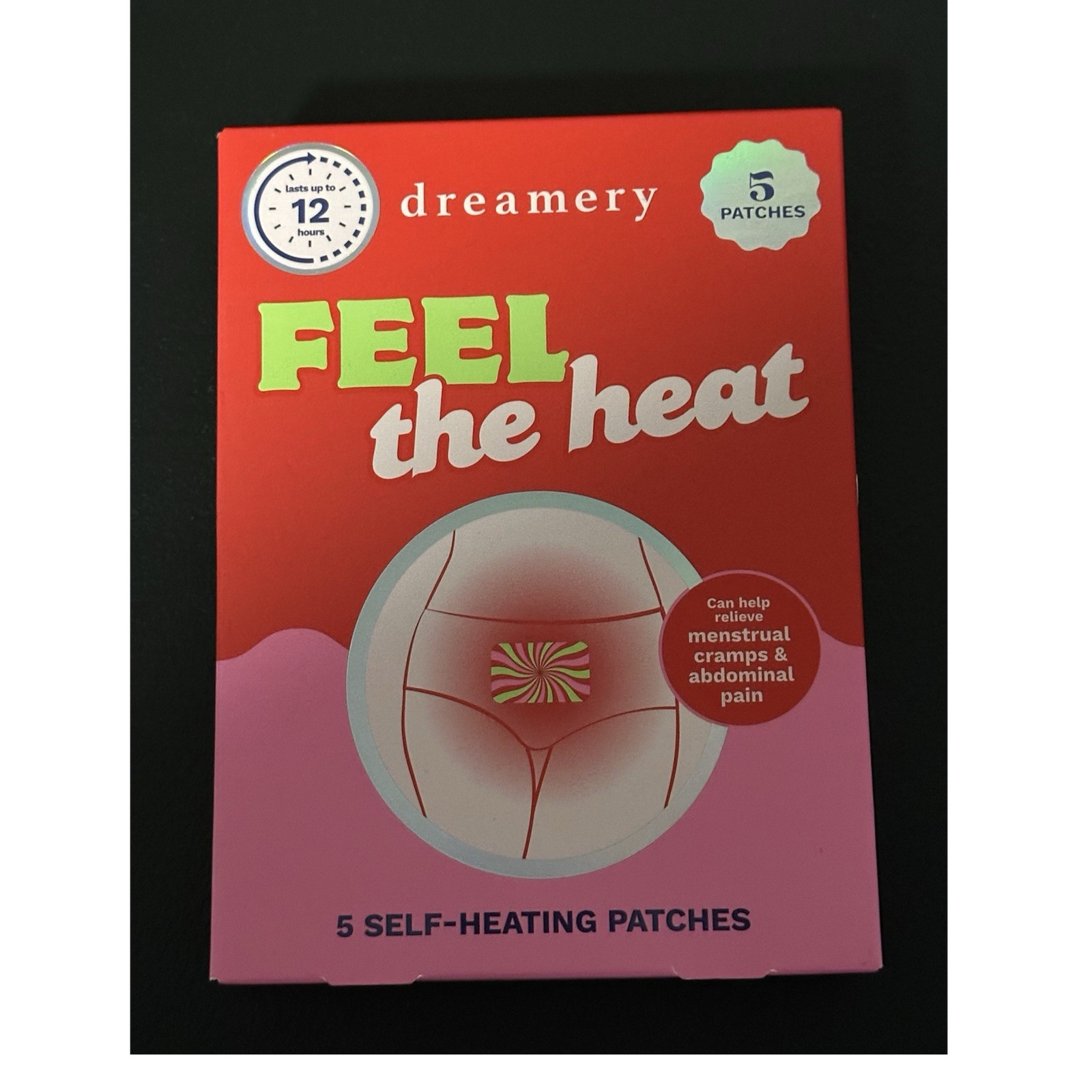 Dreamery Feel the Heat Self-Heating Pain Relief Patches, 5 Pack, Scent Free