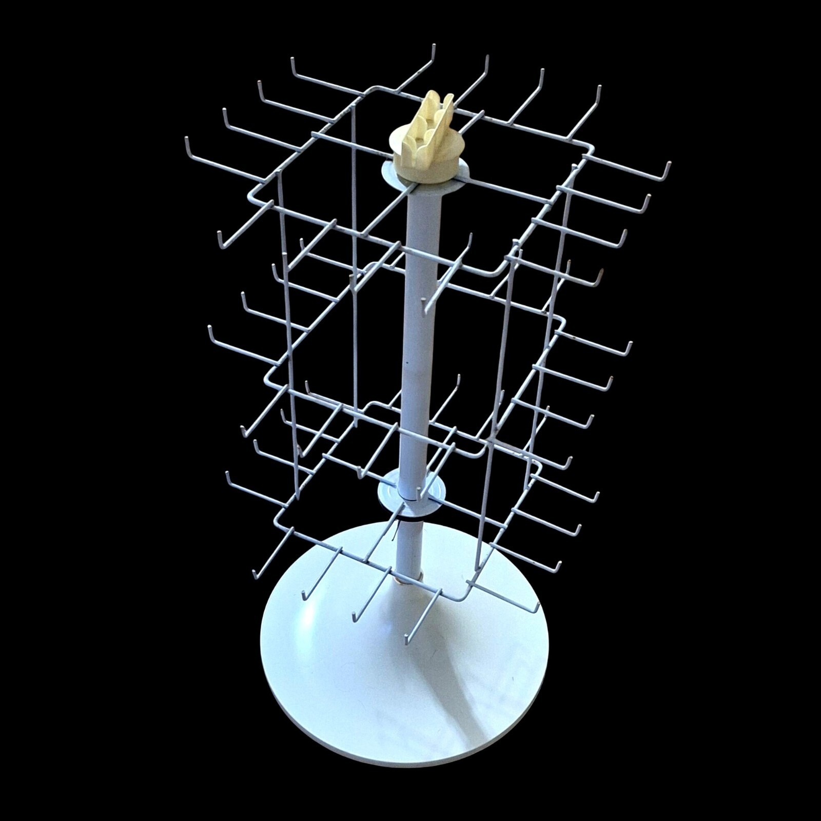 Rotating Metal Wire Countertop Display Stand With Hooks 24" Tall White