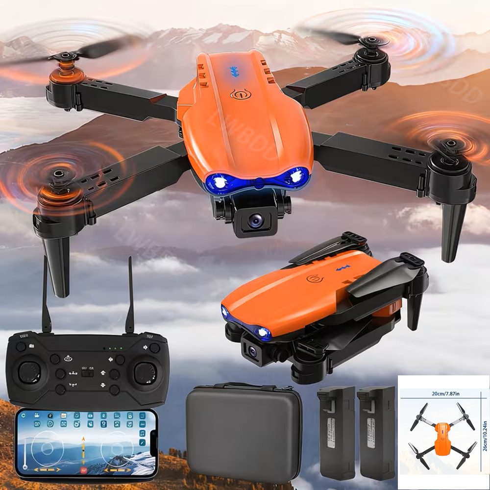 4K HD Camera Drone WiFi FPV RC Foldable Dual Camera with 1/2 Batteries - Orange