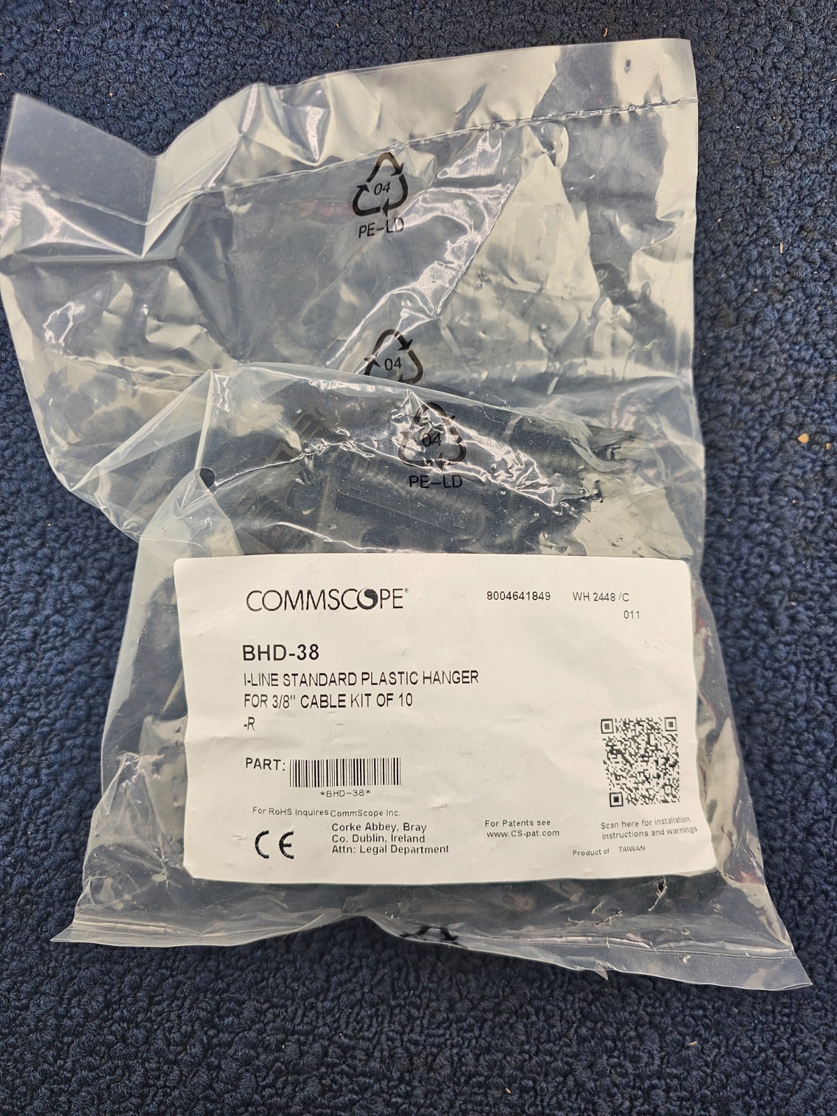 (QTY 10) CommScope BHD-38: I-Line Standard Plastic Hanger For 3/8" Cable