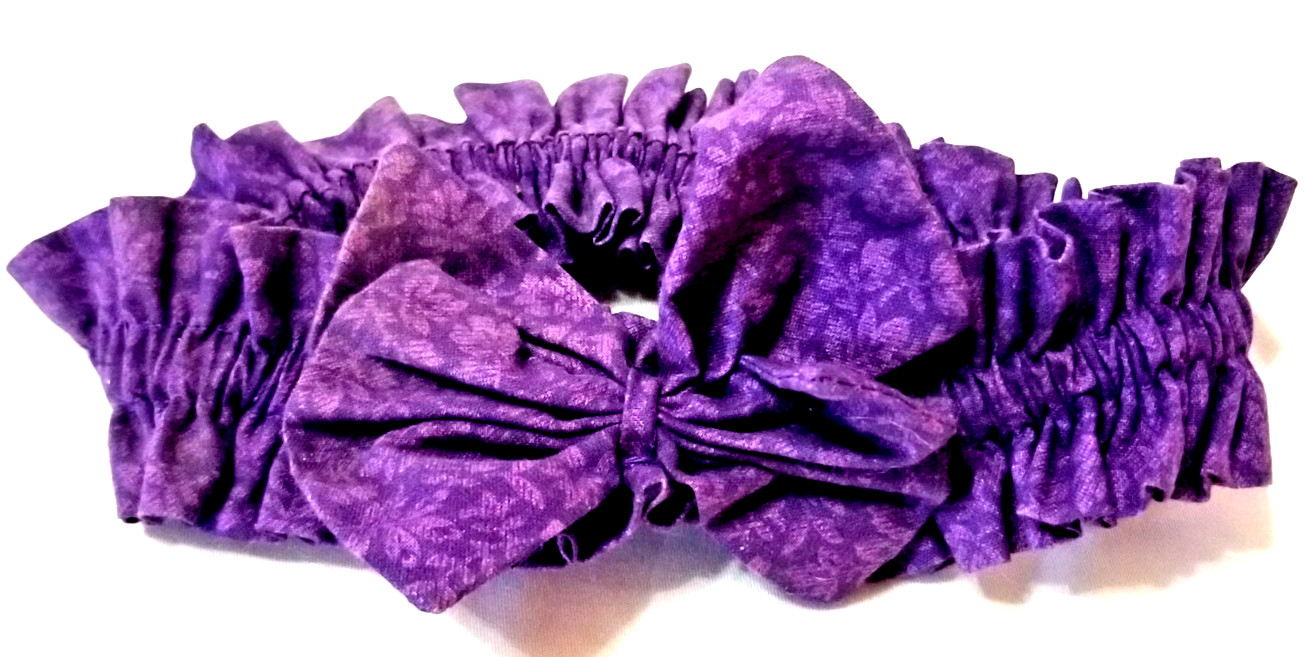 Longaberger Deep Purple Chambray Ruffled Basket Garter w Bow 16" circumferance