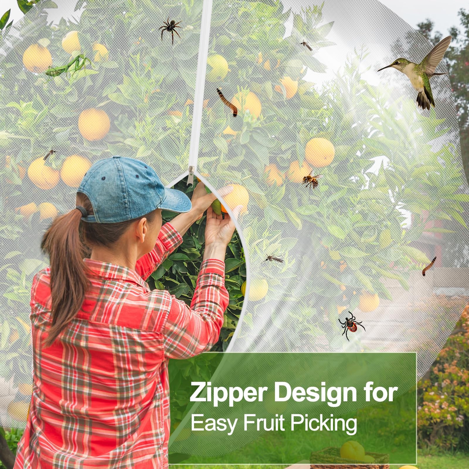 5-Pack 10 * 10FT Fruit Netting Bags for Trees, Bird 10x10FT, 5-pack
