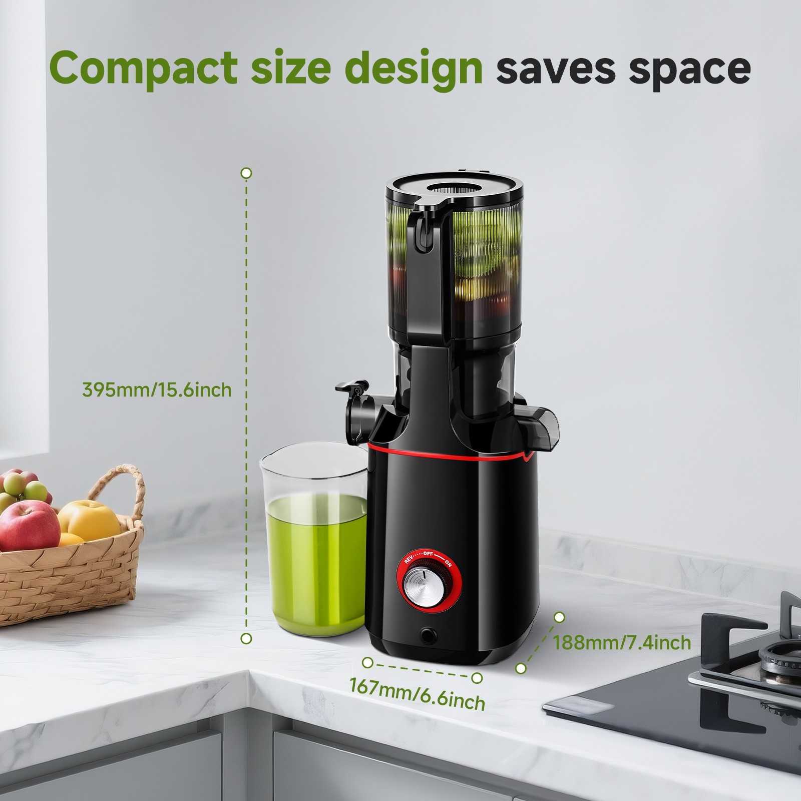 AMZCHEF Slow Juicer Machine, High Juicing Rate, Quiet Motor with Rever.