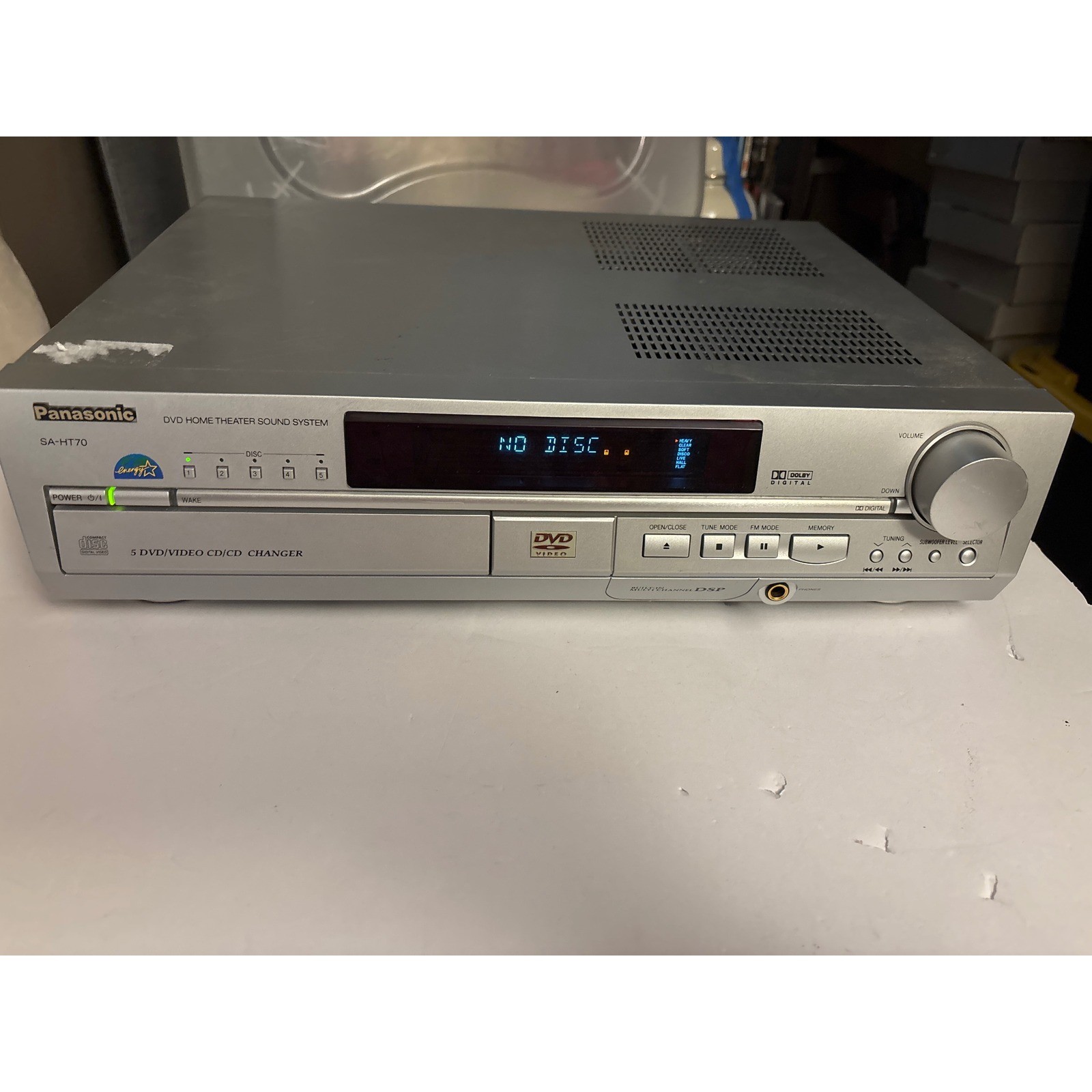 Panasonic SA HT70 DVD Home Theater Sound System 5 Disc CD Changer Silver
