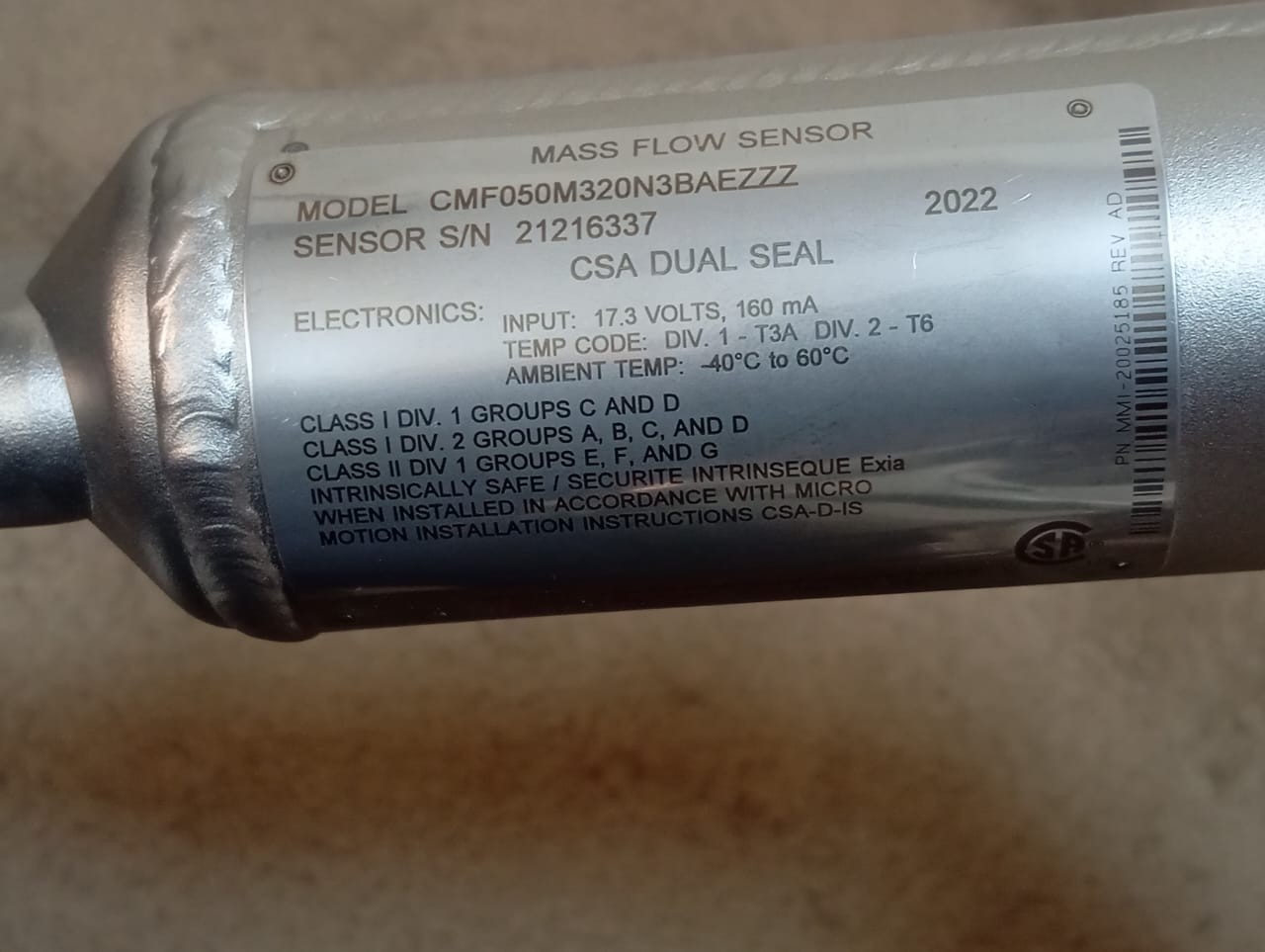 Emerson Micro Motion / Mass Flow Sensor / CMF050M320N3BAEZZZ