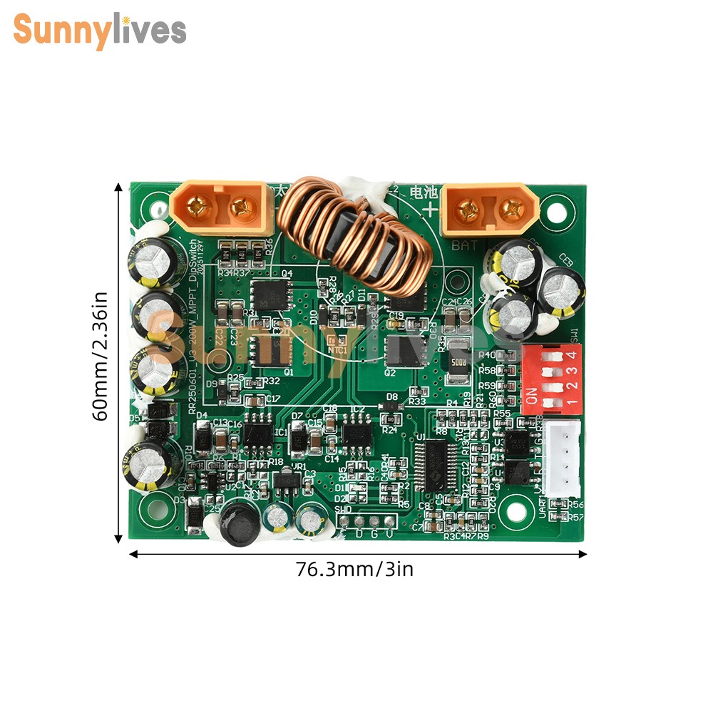 100W MPPT Smart Solar Controller DIP Switch for 12V 24V Energy Storage Systems