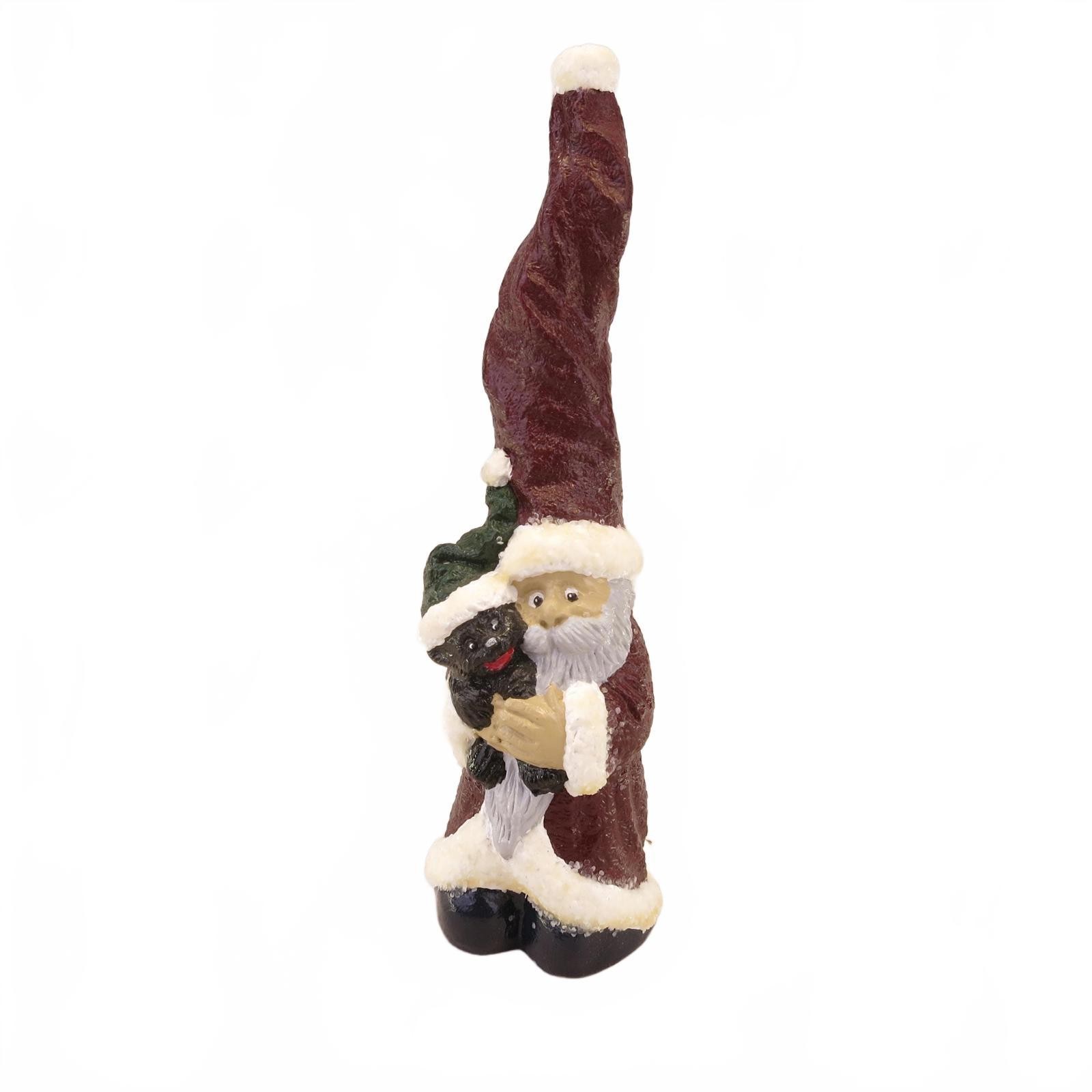Skinny Santa with Black Dog Vintage Figurine 7.25" Christmas Decor