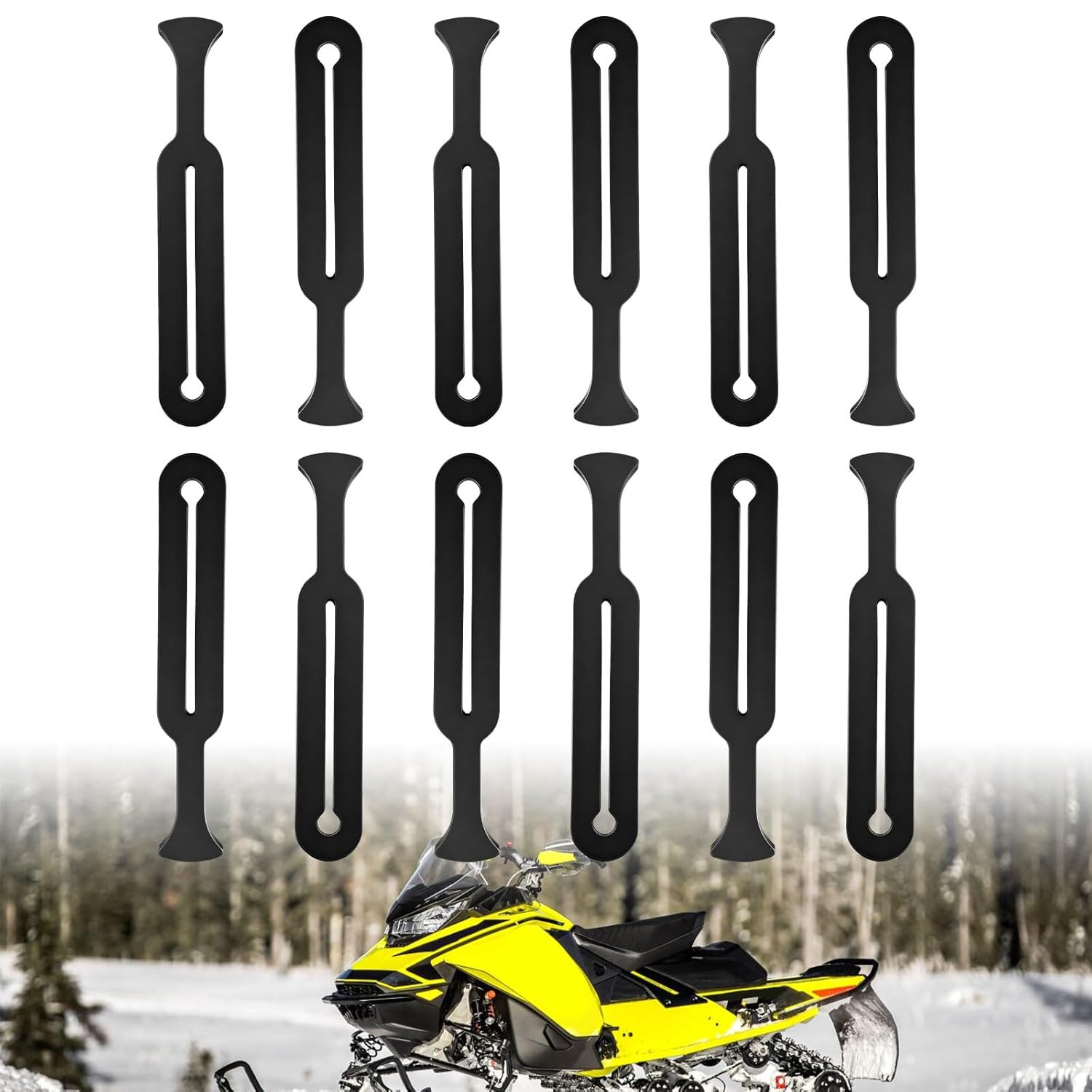 12 Pack Universal Snowmobile Windshield Straps Work on Most Late Model SKI Doo
