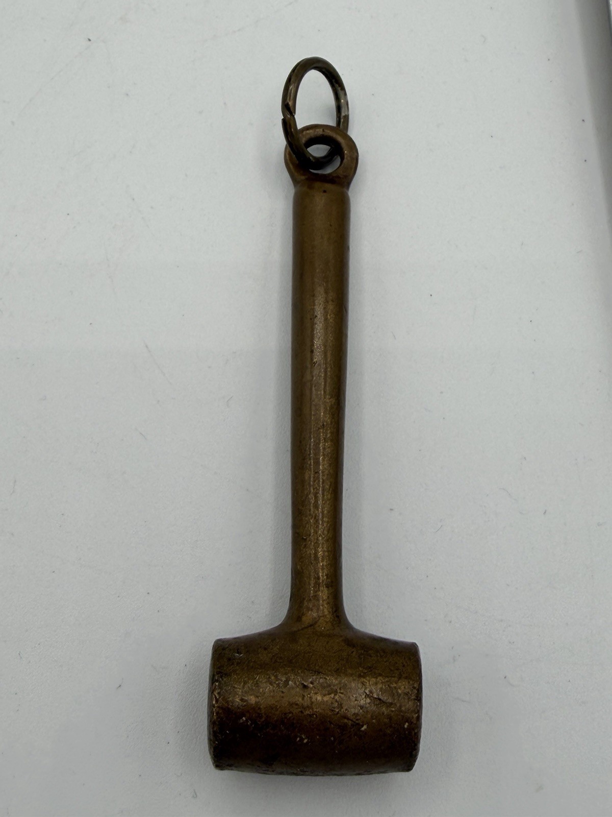 Vintage Brass Mallet Hammer Small Tool w Hanging Ring Rustic Patina B