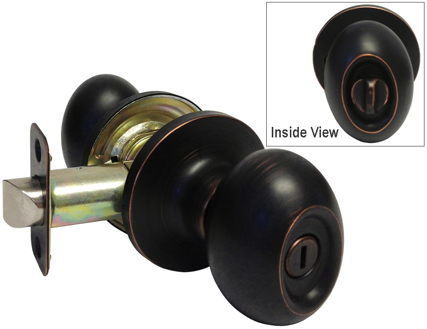 Privacy Oil Rubbed Bronze Oval Egg shape bedroom bathroom door handle Knob