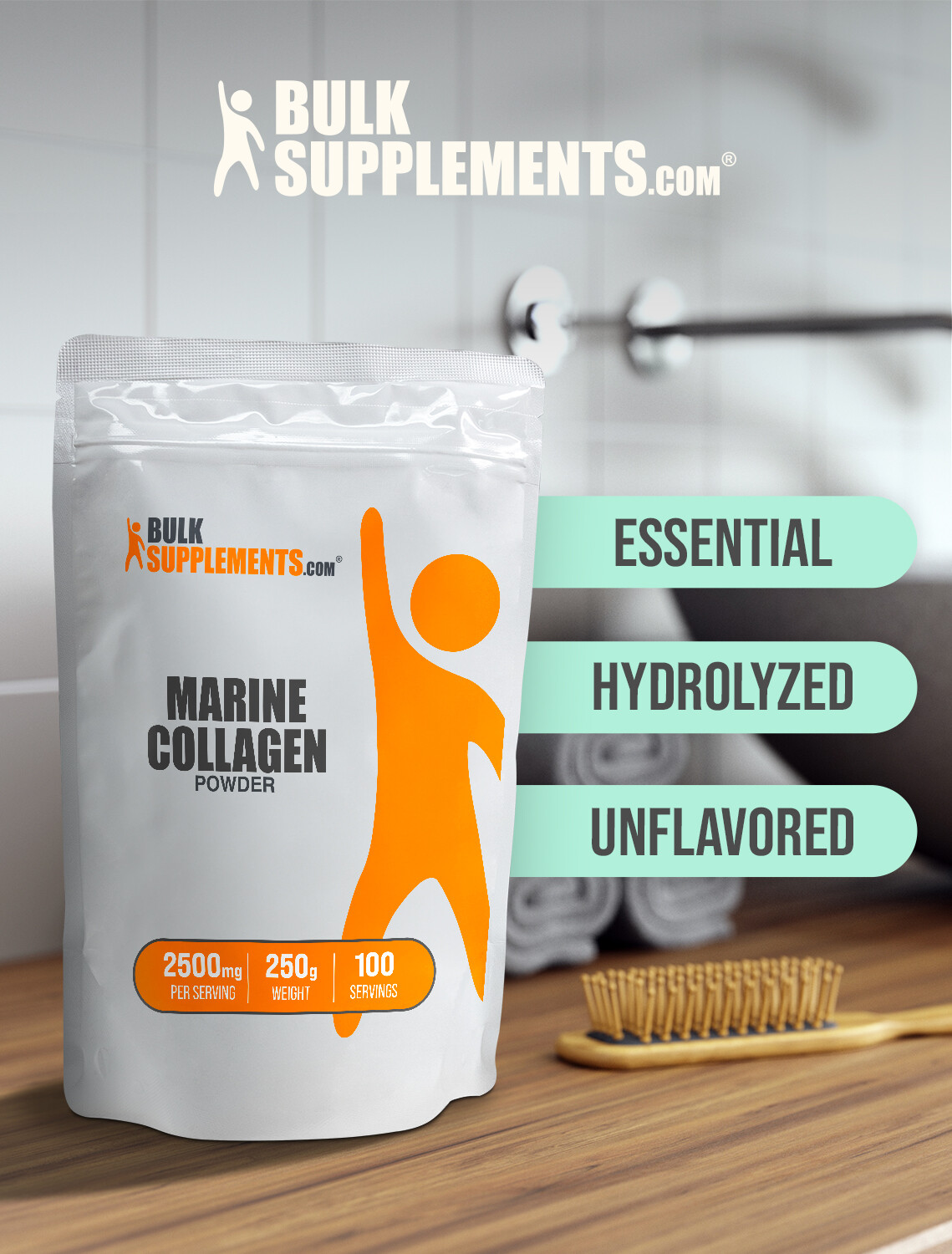 BulkSupplements Hydrolyzed Collagen (Fish) - Collagen for Hair, Skin & Nails