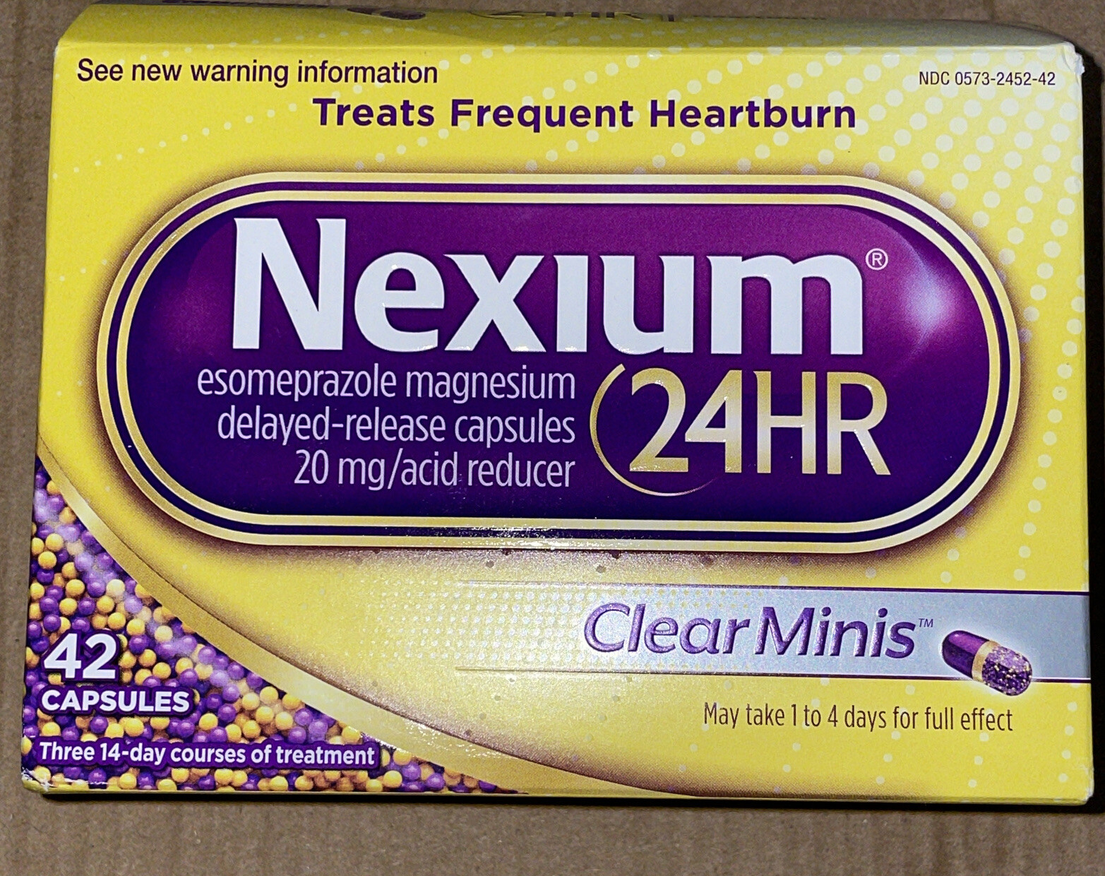 Nexium 24HR Treats Frequent Heartburn Clear Minis 42 Capsules Exp 2027