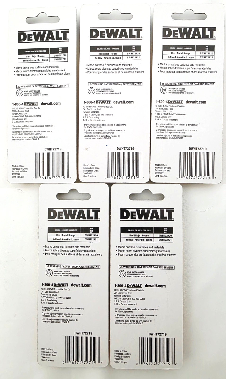 Lot of 5 Packs of 2 Dewalt DWHT72719 Blue Lumber Crayons