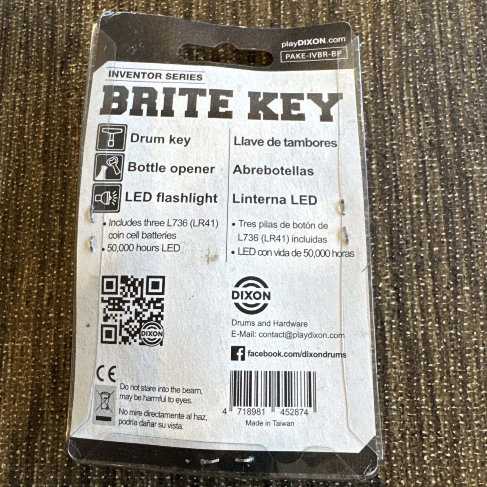 Dixon Brite Key Drum Key w LED Flashlight & Bottle Opener