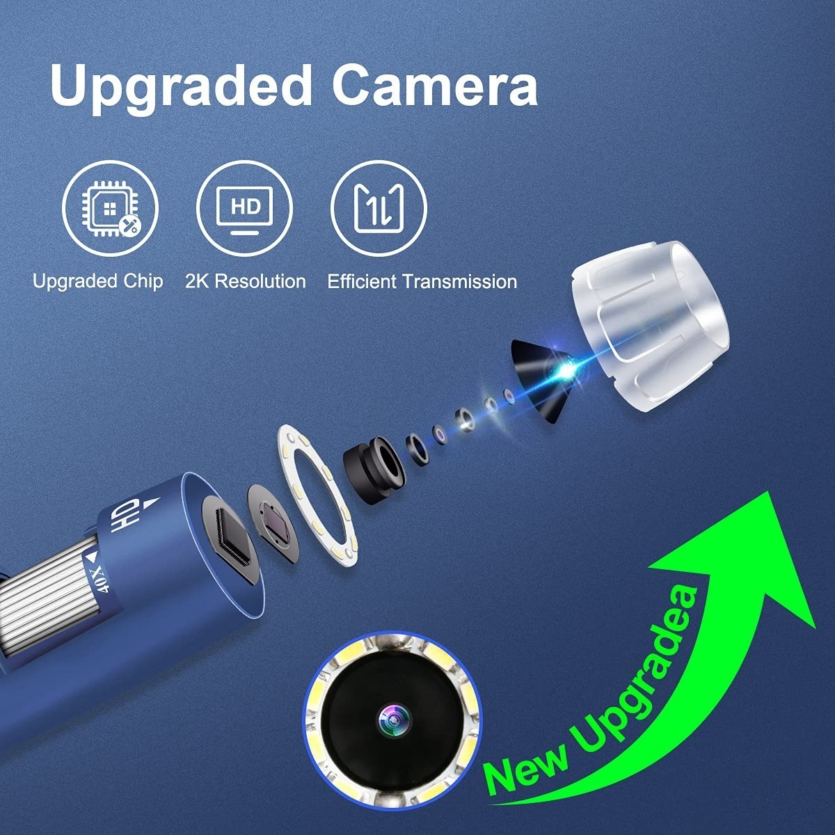 Jiusion 2K 2560x1440P USB Digital Microscope for Android, Windows & Mac | 40X-10