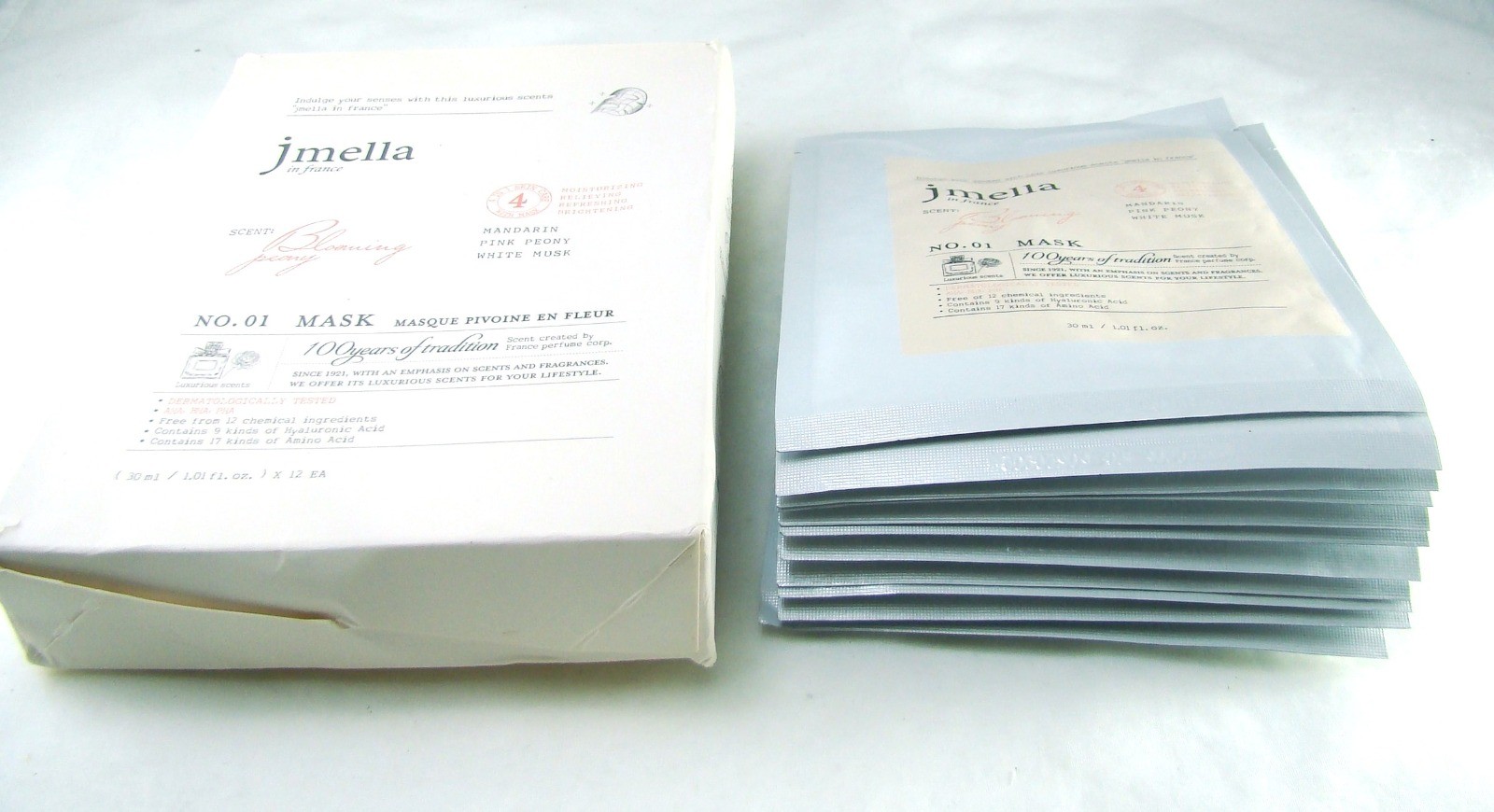 Jmella in France No. BLOOMING PEONY Box of 11 Masks 1.01 oz@ NEW