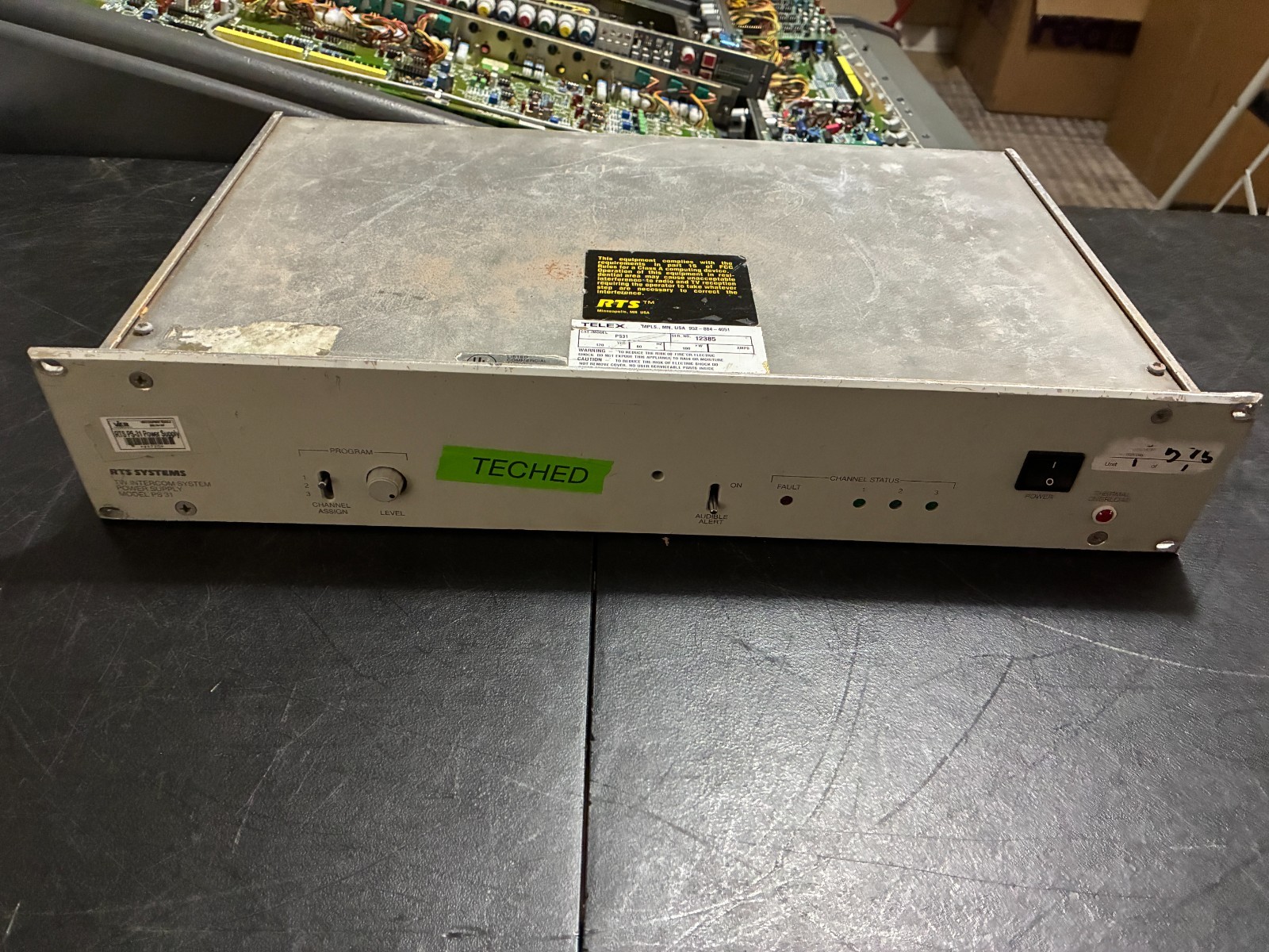 TELEX RTS TW INTERCOM SYSTEM POWER SUPPLY MODEL PS31