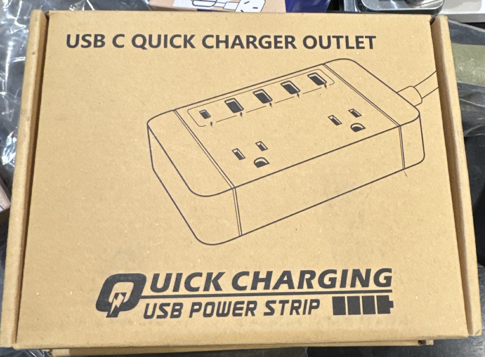 New Anoz USB C Quick Charger Outlet Power Strip Black