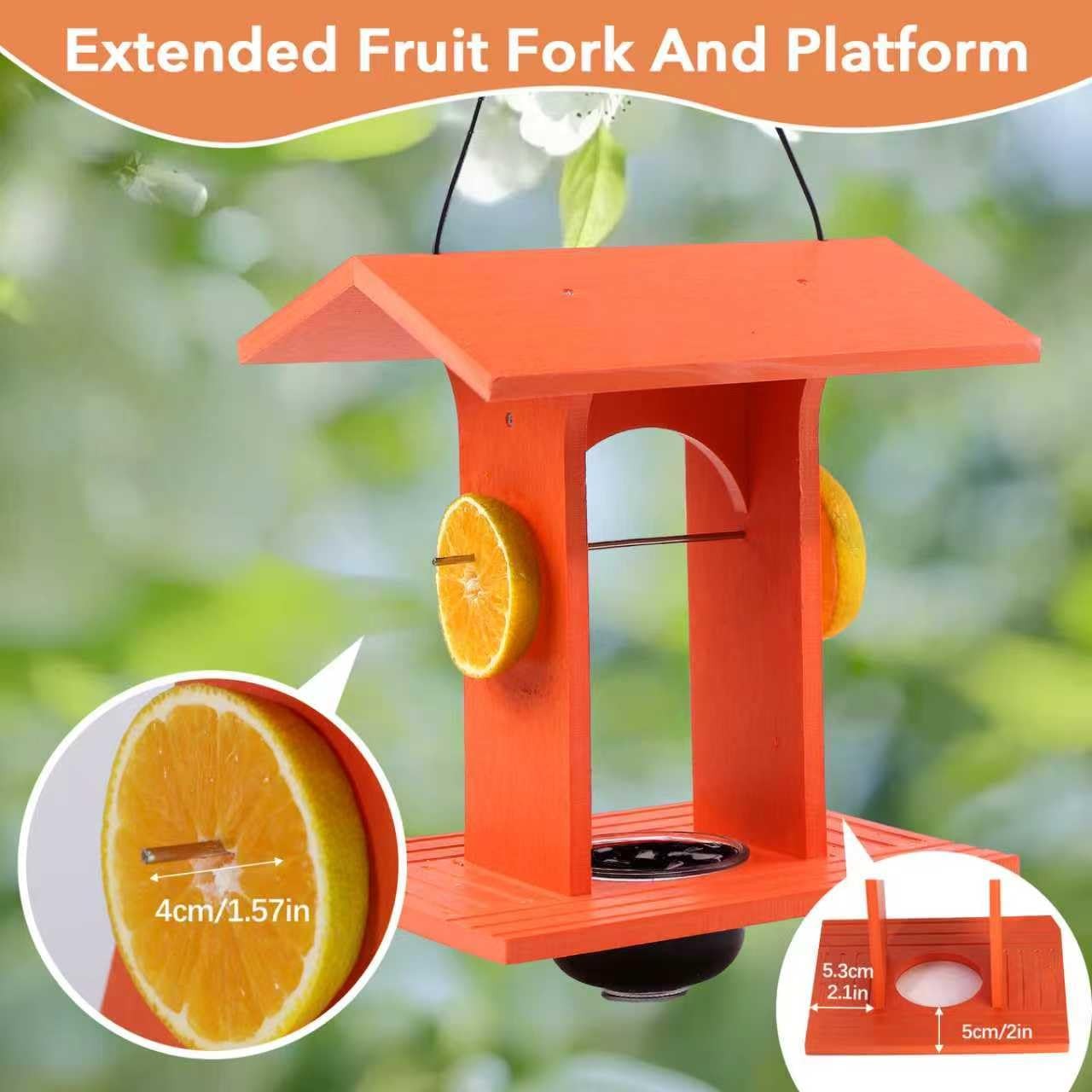 Oriole Feeder for Outdoors Hanging with Gift Box, Durable HDPE Plastic Orange