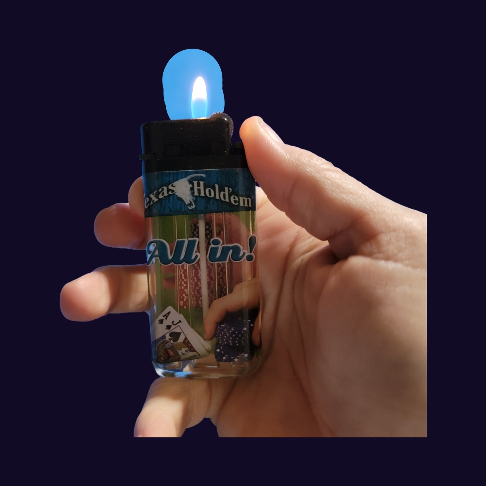 VERY RARE TEXAS HOLD''EM COLLECTIBLE GAS CIGARETTE LIGHTER