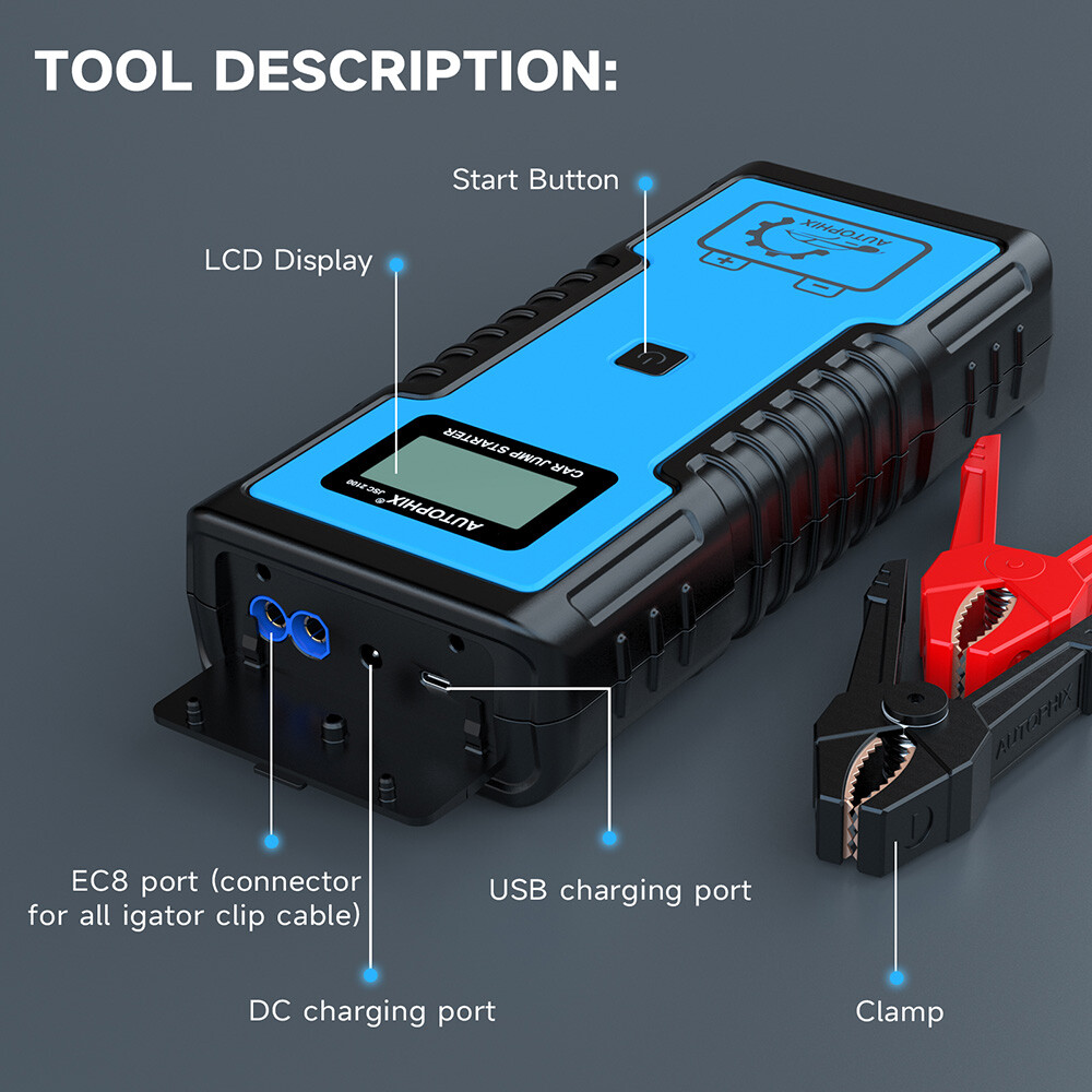 Autophix JSC2100 Car Jump Starter Portable Super Capacitor 12V Battery Pack Kit