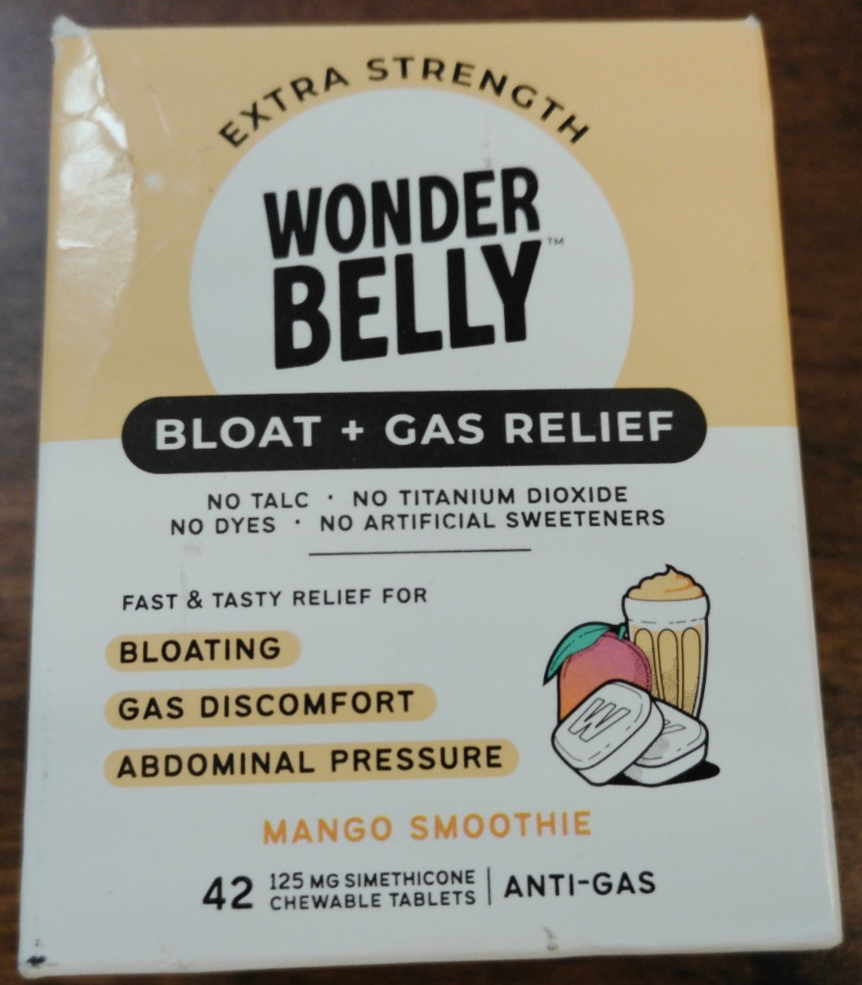 Wonder Belly Bloat & Gas Relief 42 Chewable Tablets Mango Smoothie EXP-07/2026