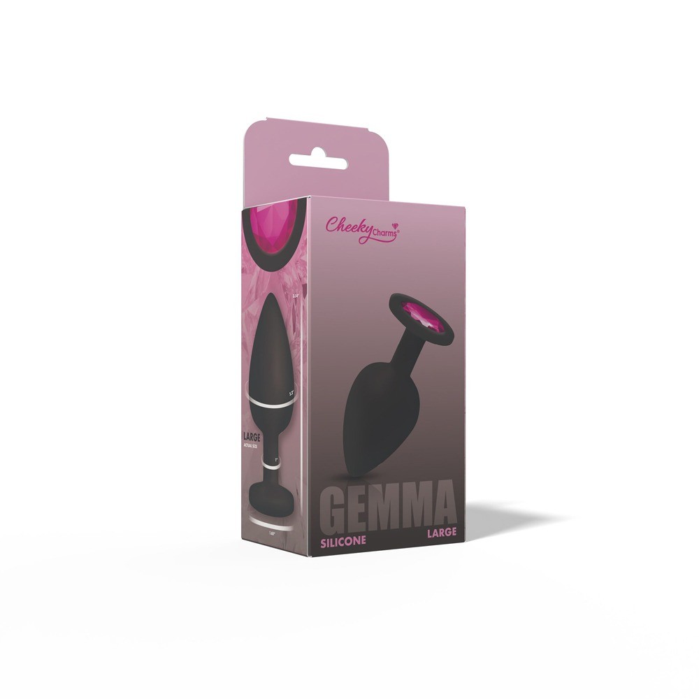 Gemma Pink Gem Black Silicone Plug - Large
