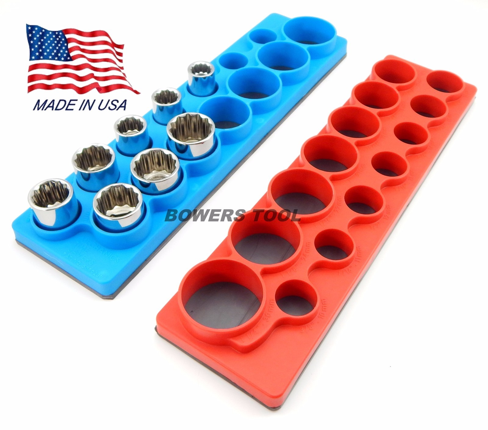 Mechanics Time Saver 1/2 Drive Magnetic Metric & SAE Shallow Socket Holder Set
