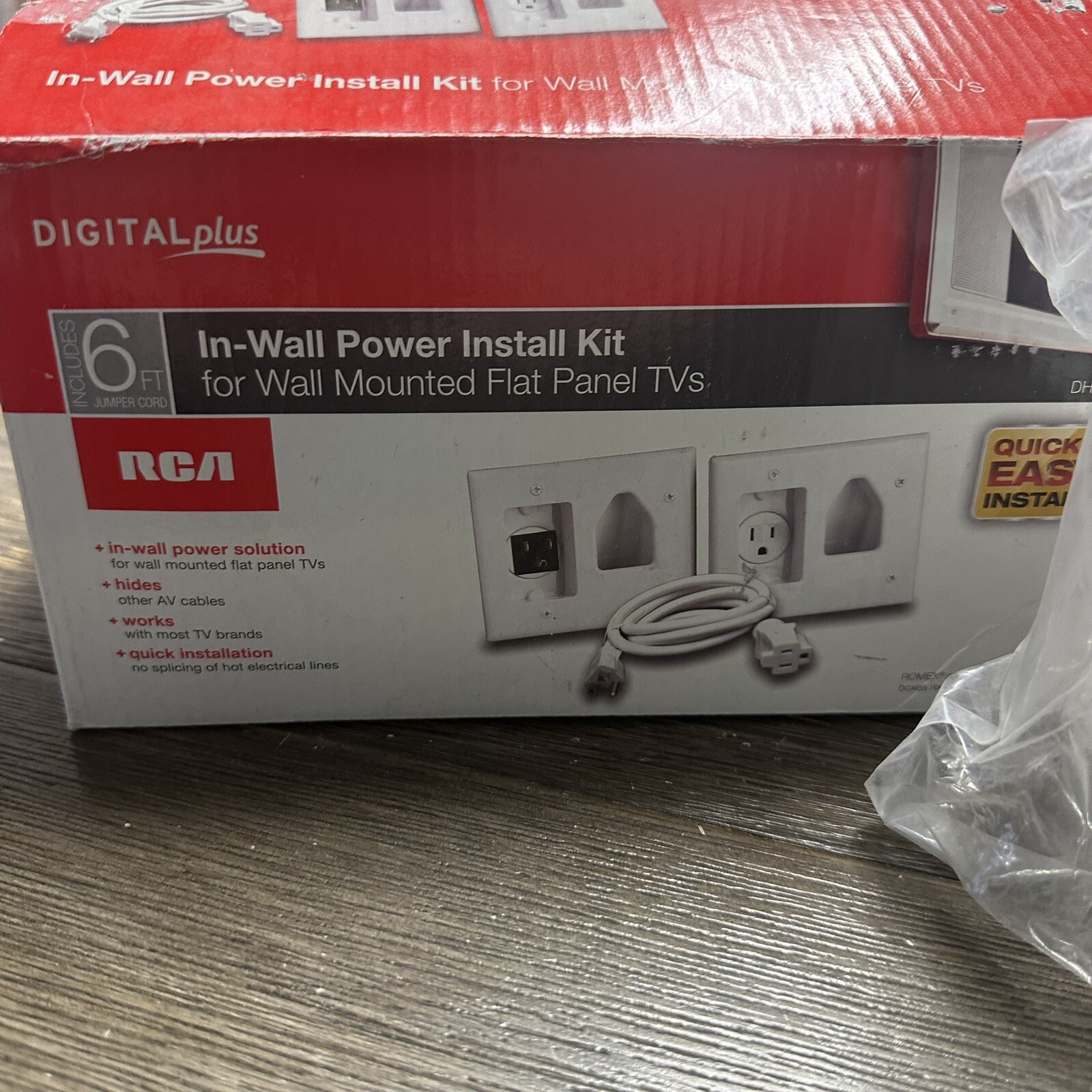 RCA DH150R In-Wall Power Install Kit for Wall Mounted Flat Panel TVs No Bottom!!