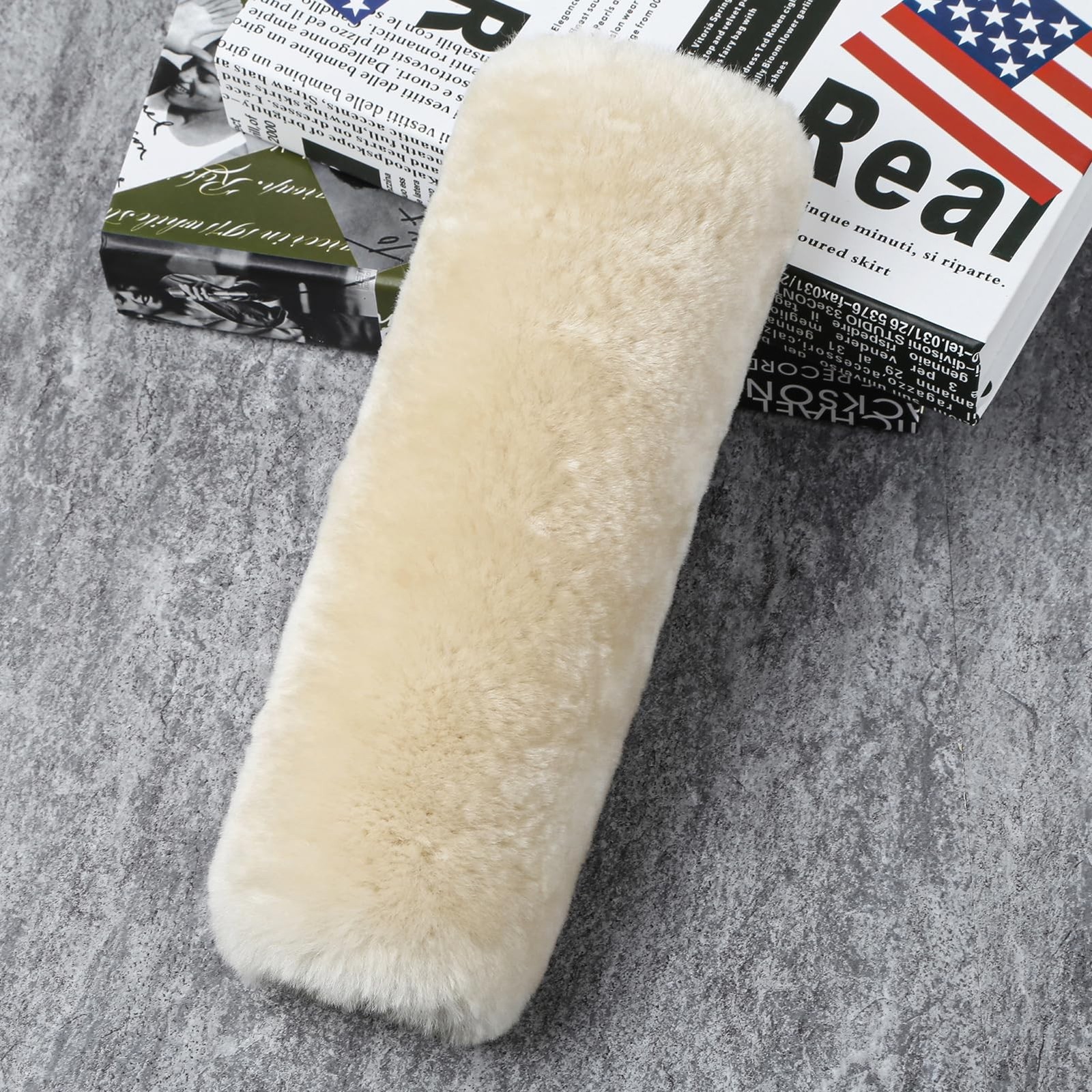 OGLAND Genuine Sheepskin Soft Fuzzy Car Seat Belt Pad,Comdy Fluffy Seatbelt S...