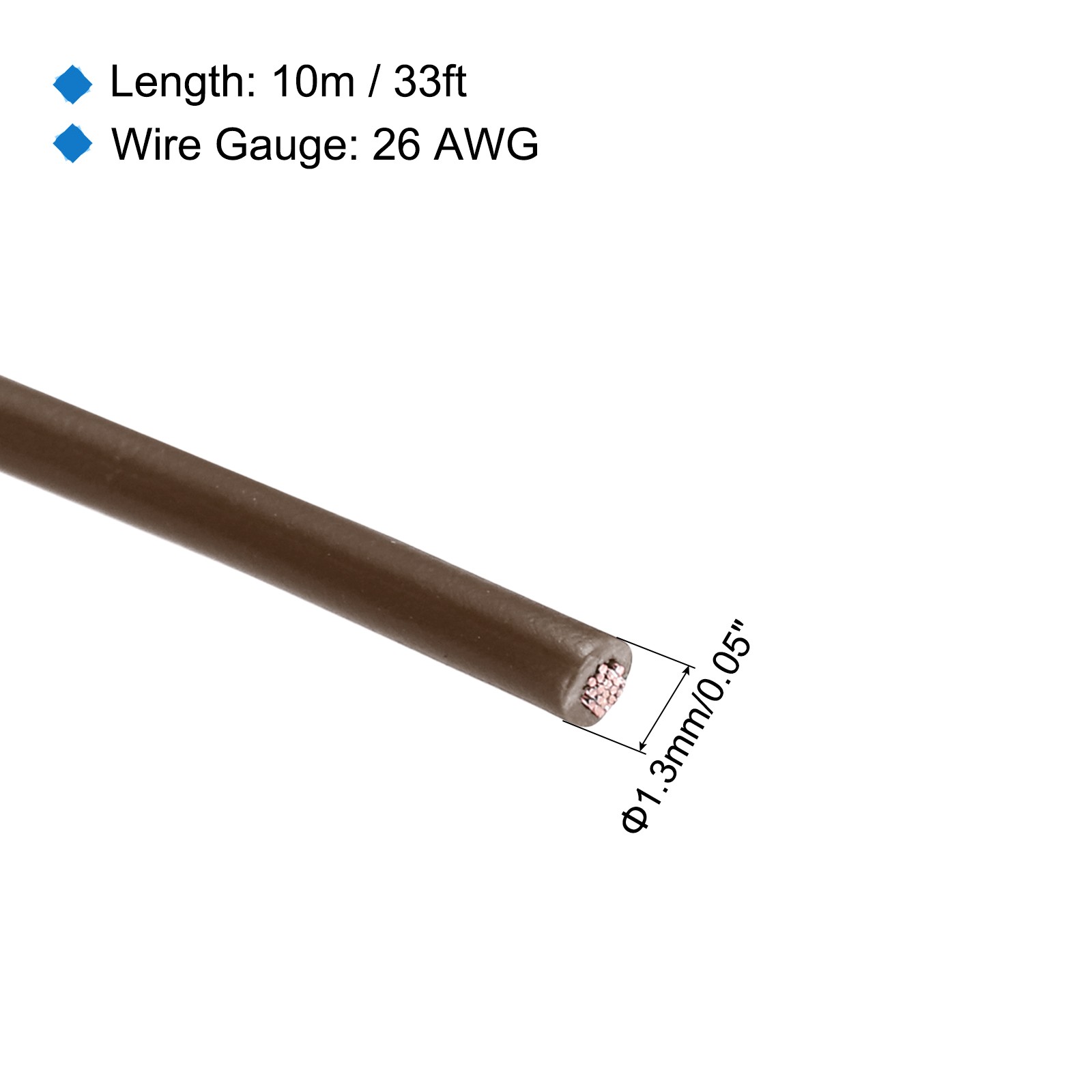 26AWG Stranded Wire PVC Hookup 10M/33ft Brown, Electrical Wire UL1007 Spool