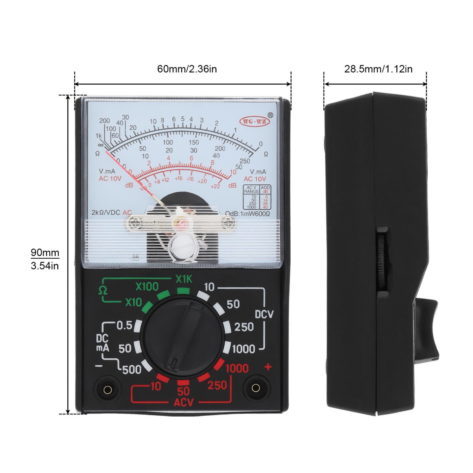 Analog Multimeter, AC/DC Volt Voltmeter Amp Tester Meter w/ Test Leads & Battery