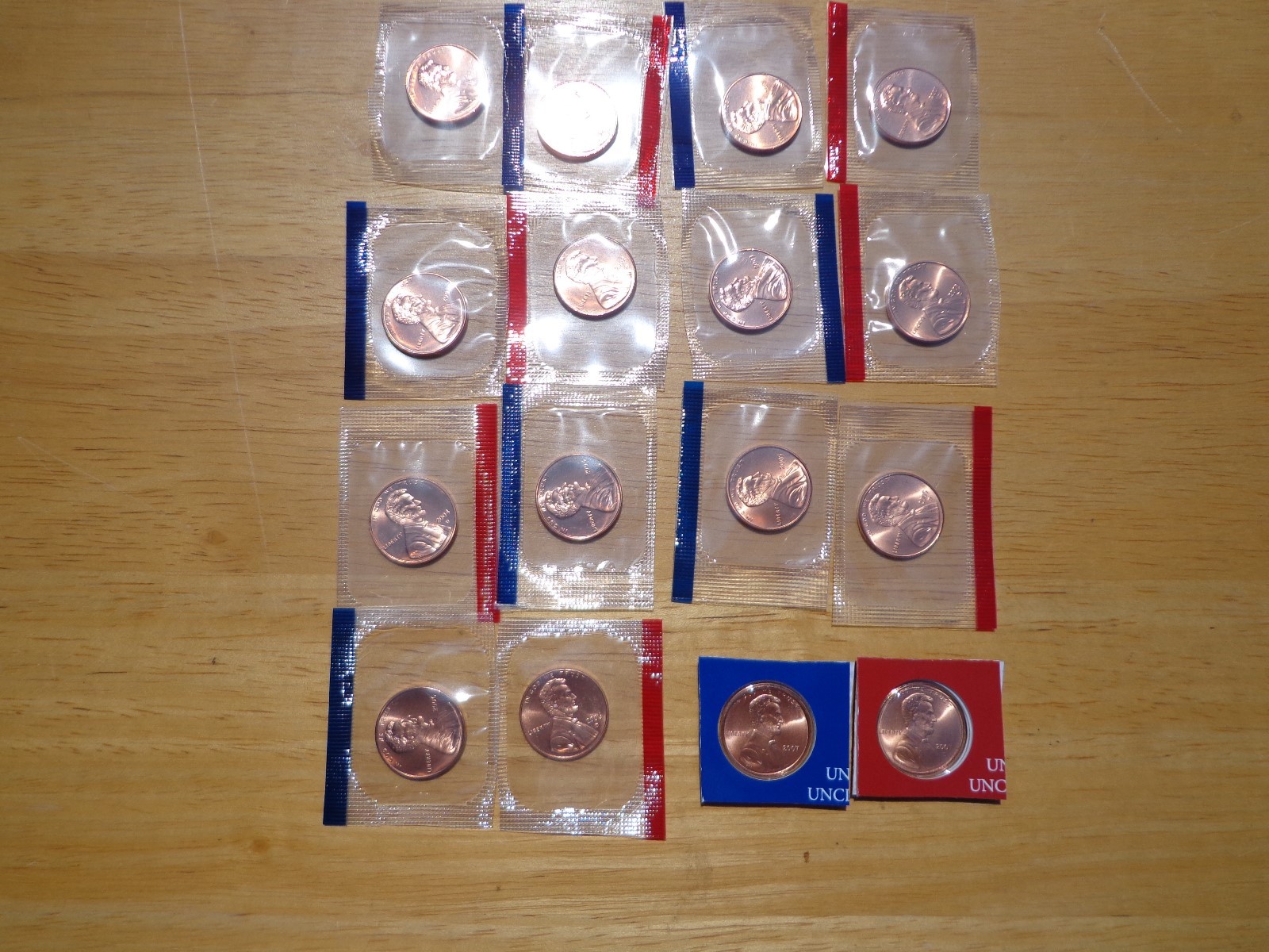 2000 2001 2002  07 2008 2009 P & D Lincoln Cent  26 Coin Set Sealed Mint Cello