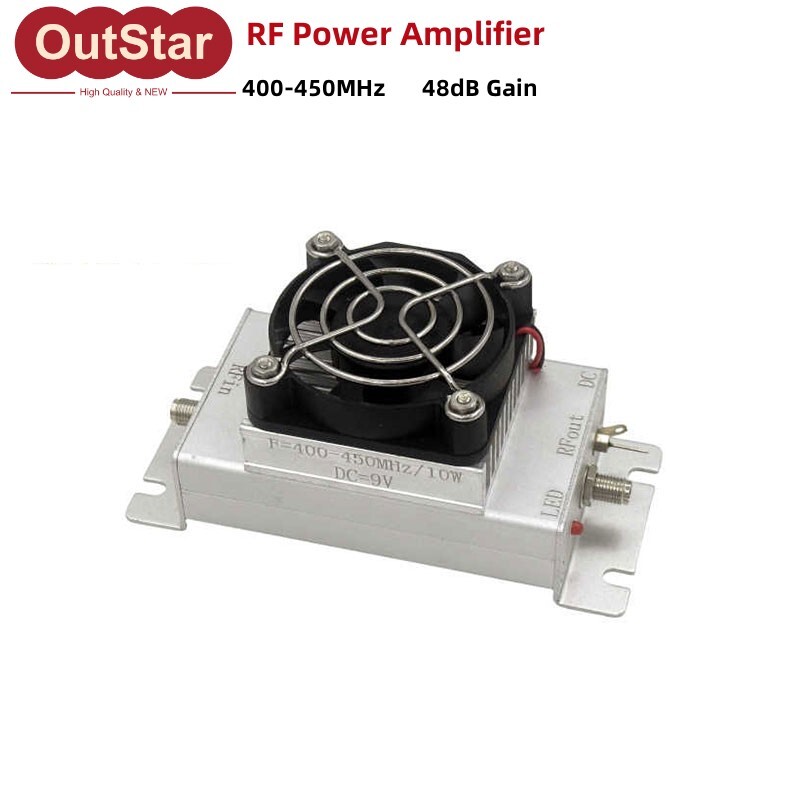 400MHz-450MHz 10W RF Power Amplifier RF Power Amp 48dB Gain Heat Sink/ Fan #sz
