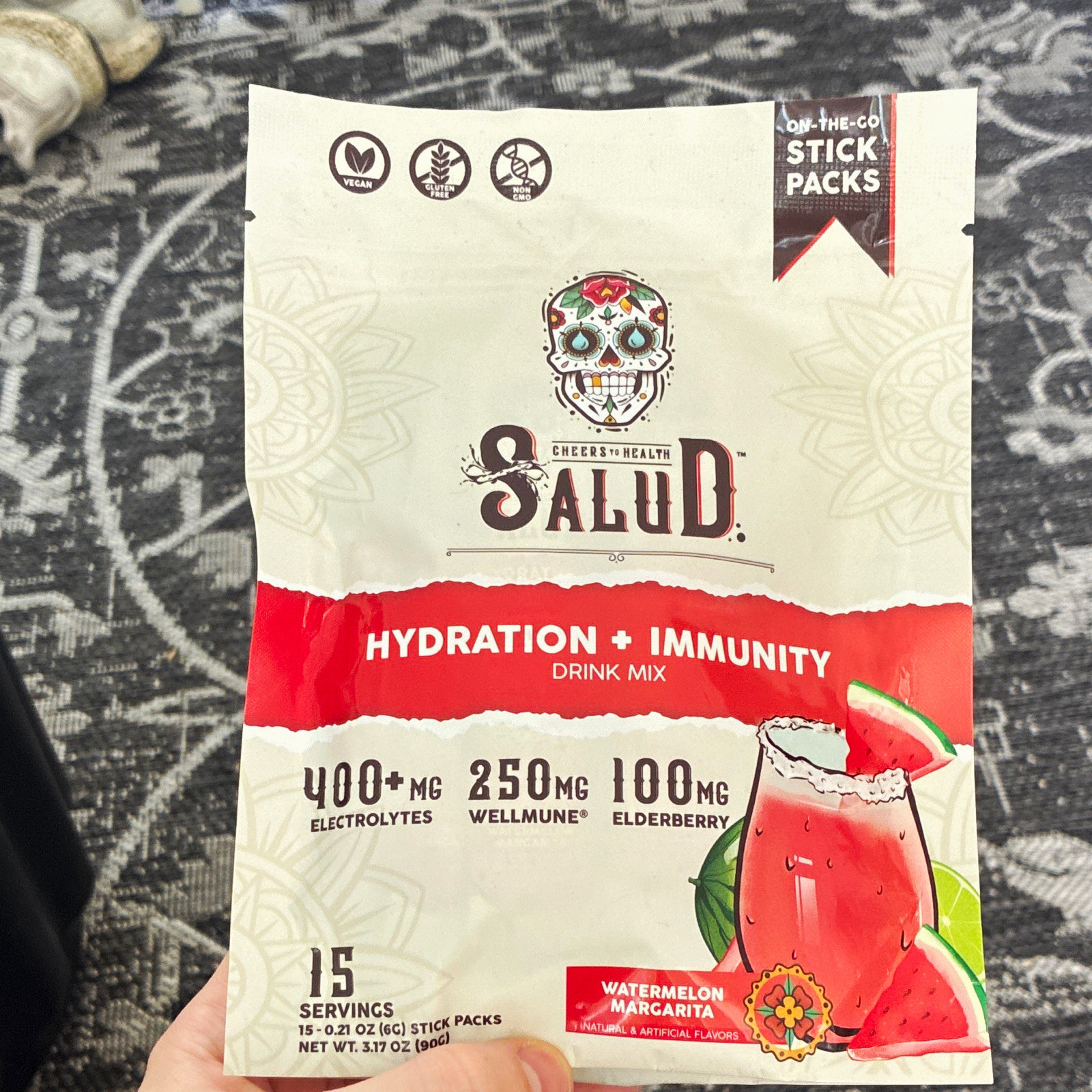 SALUD Electrolyte Hydration + Immunity Drink Mix Watermelon Margarita 15 Packs