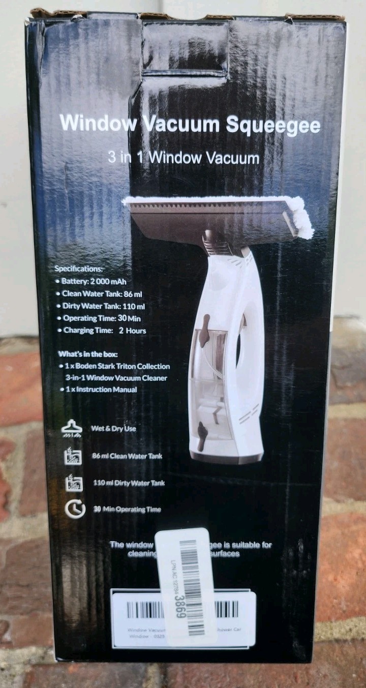 Window Squeegee Electric Vacuum Cleaning Tool for Windows, Tiles, Mirrors, 110ml