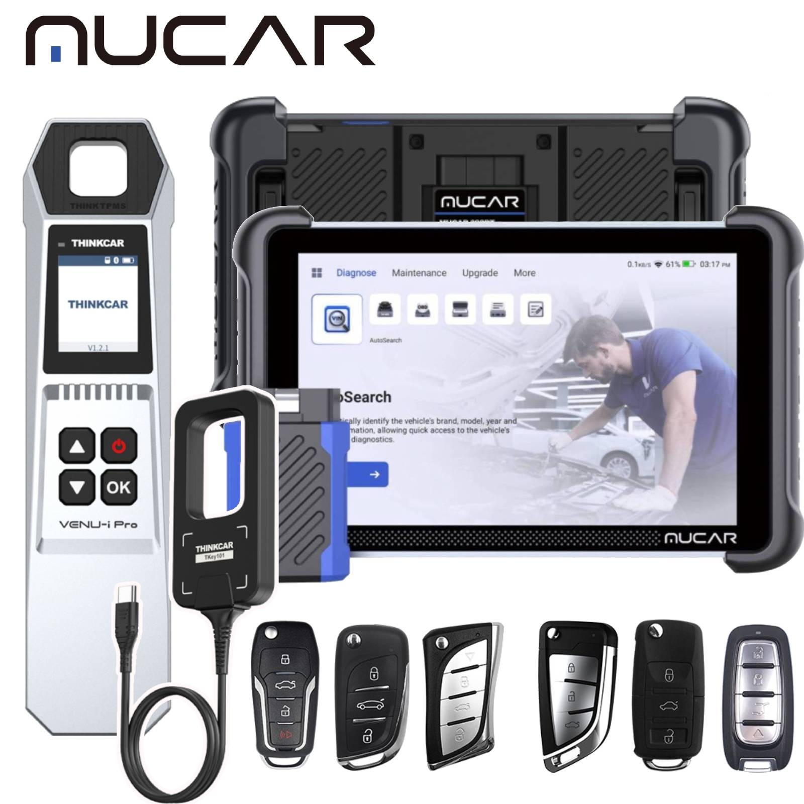 MUCAR 892BT+TKEY101+TPMS Programming Car AI Diagnostic Tool KEY Coding LifeFree