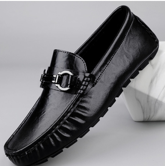 Men's Casual Flats Slip On Metal Decor Patent Leather Shoes Loafers moccasins