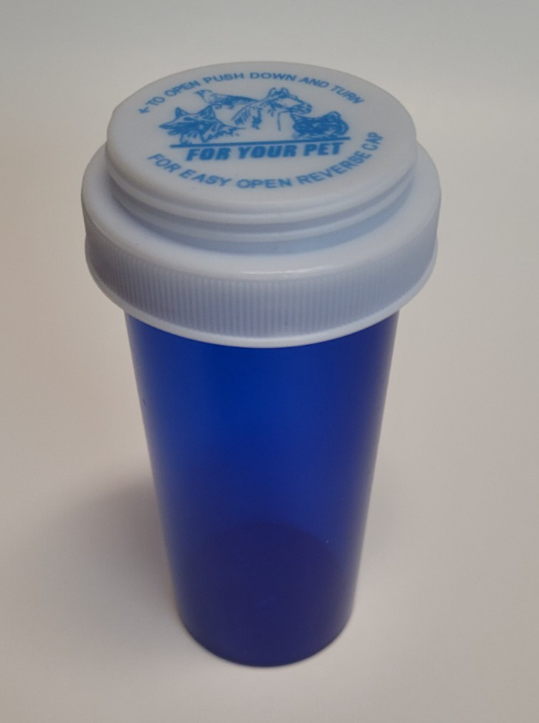 Used in New Condition Med. Cobalt Blue Plastic Pill Bottle for Storage & Crafts