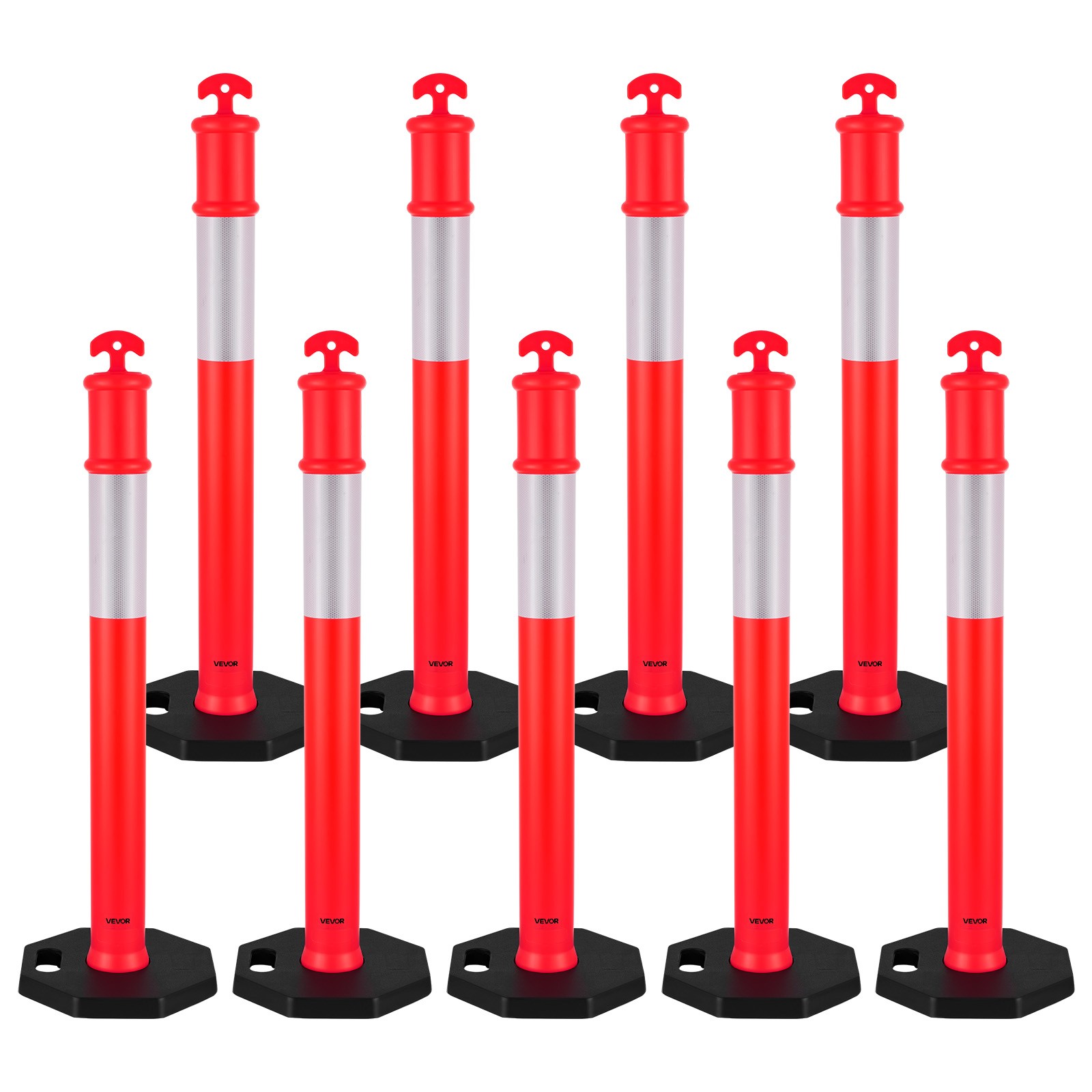 VEVOR 9 Packs Traffic Delineator Posts 45 in Traffic Safety Cones Weighted Base