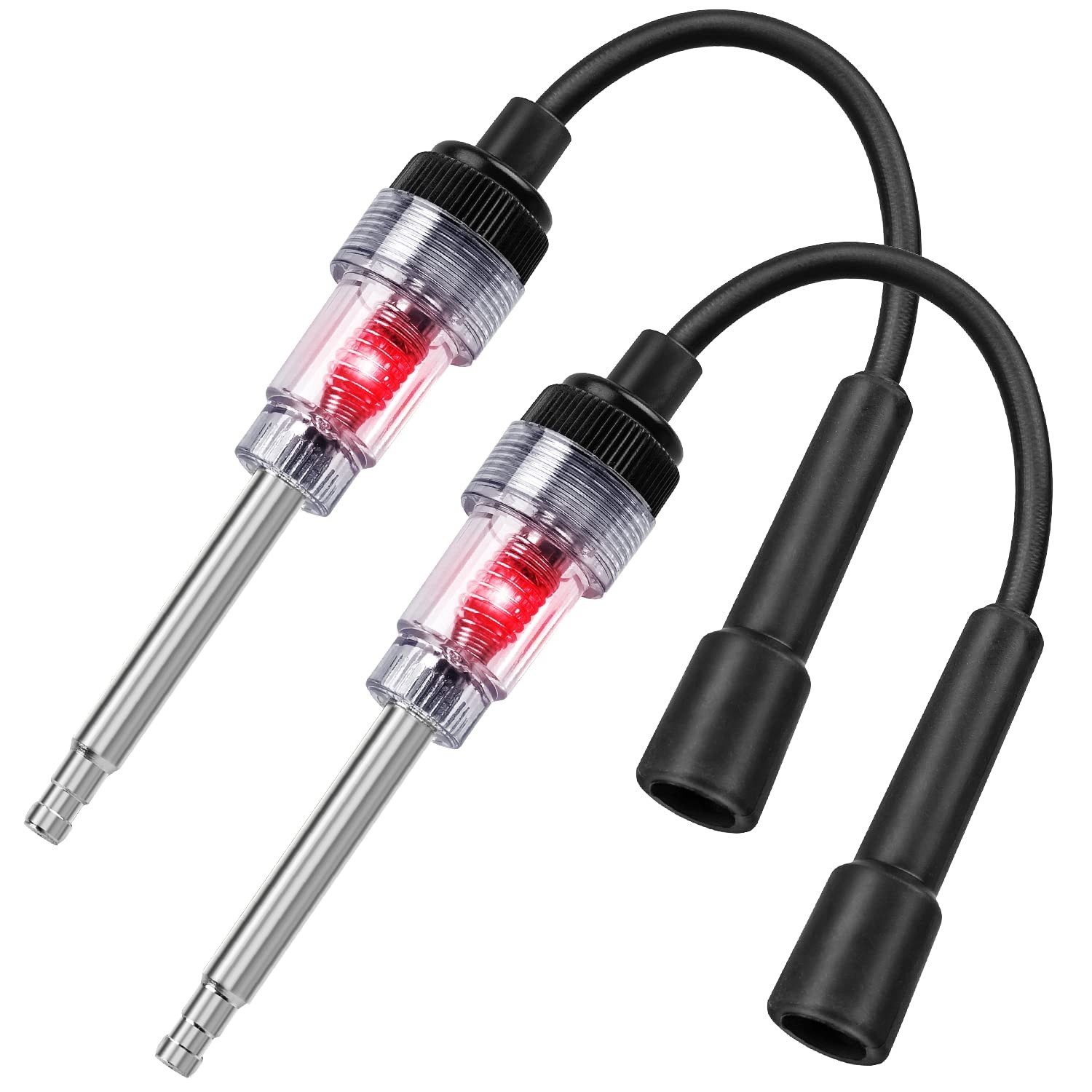 2PCS Inline Spark Plug Testers, Small Armature Diagnostic Detector Black